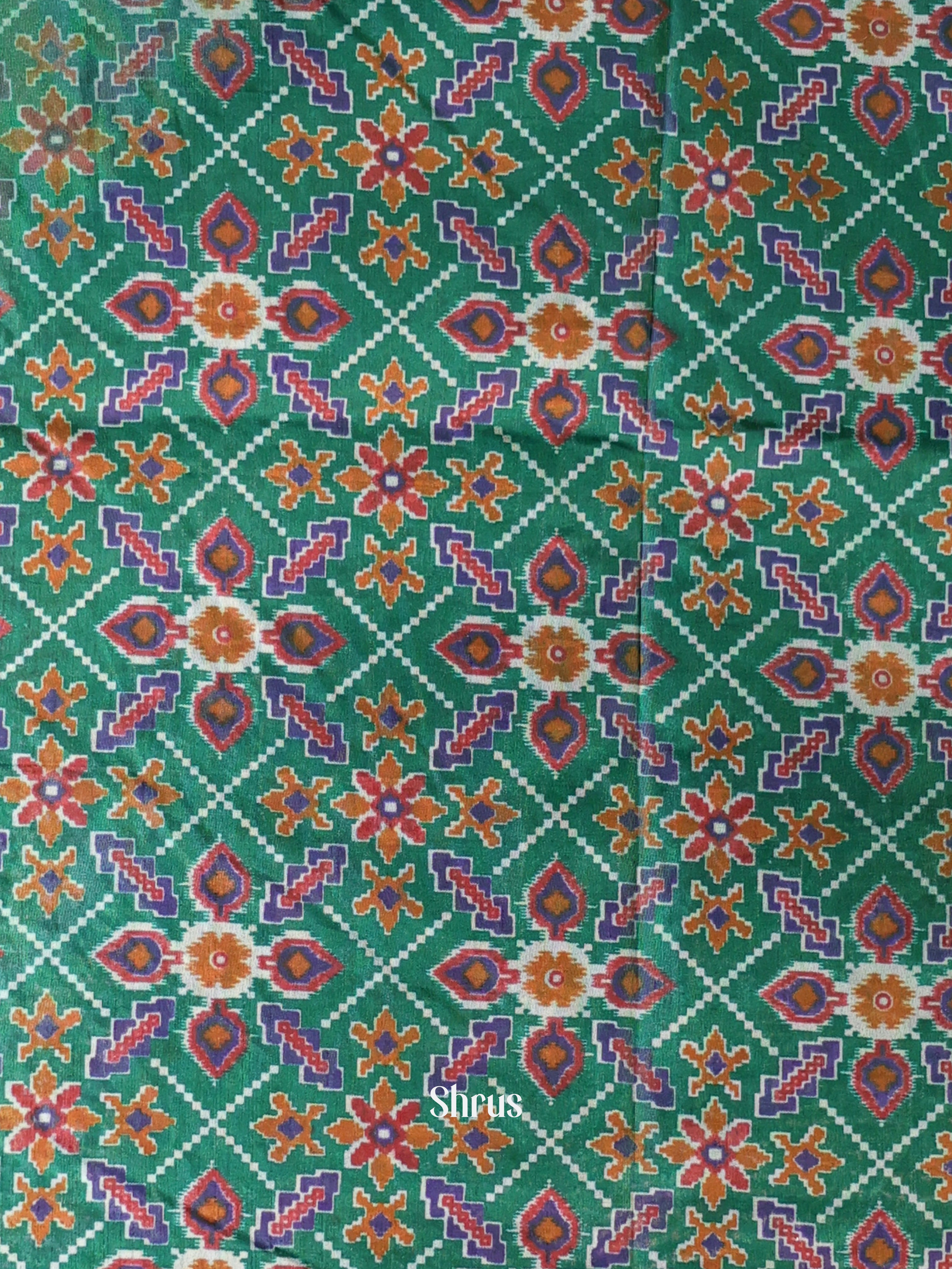 Green & Purple - Semi Patola Unstitched Top, Bottom & Dupatta - CKS14053 - Shop on Shrus.com