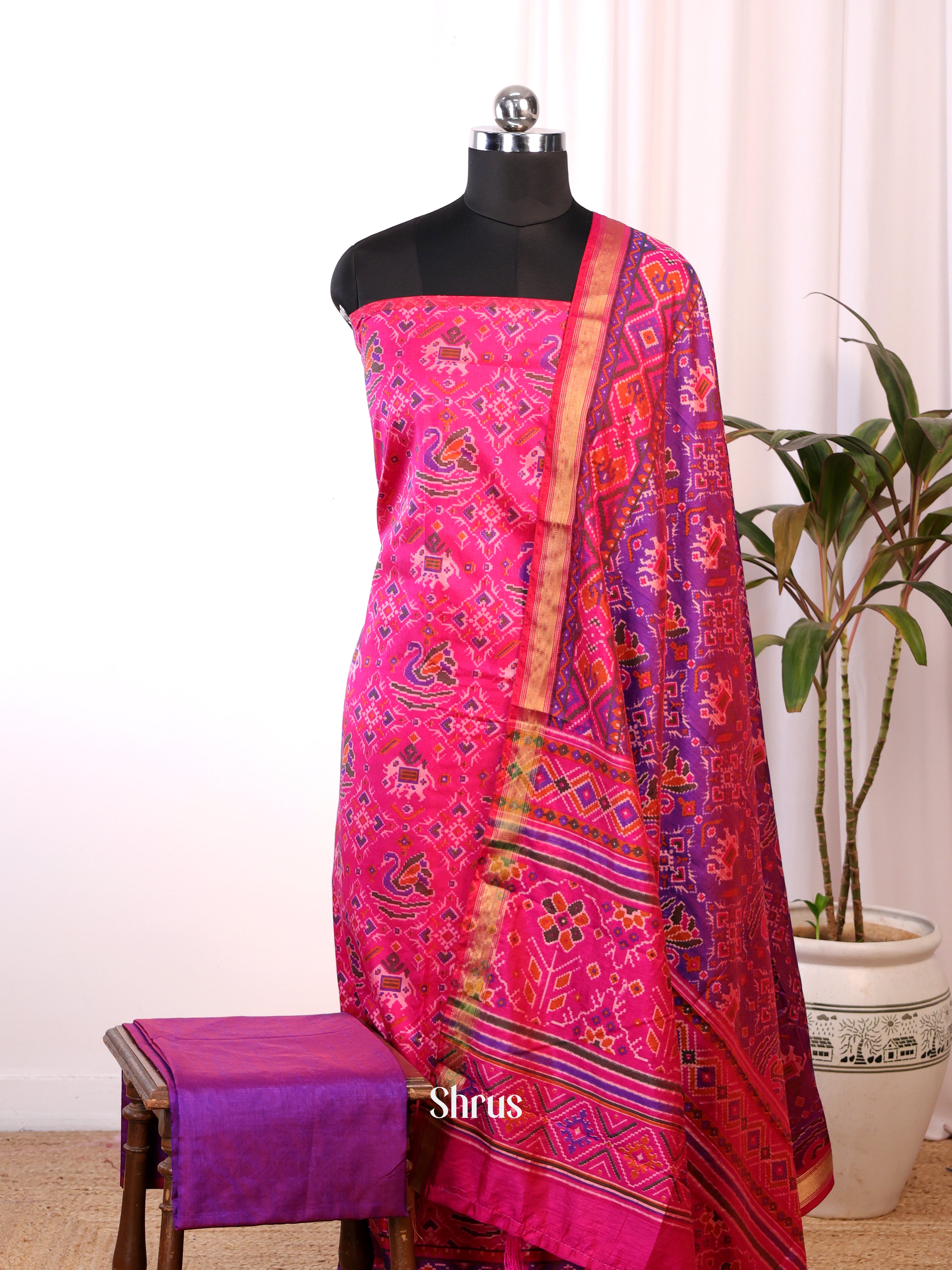 Pink & Purple - semi patola salwar - Shop on Shrus.com