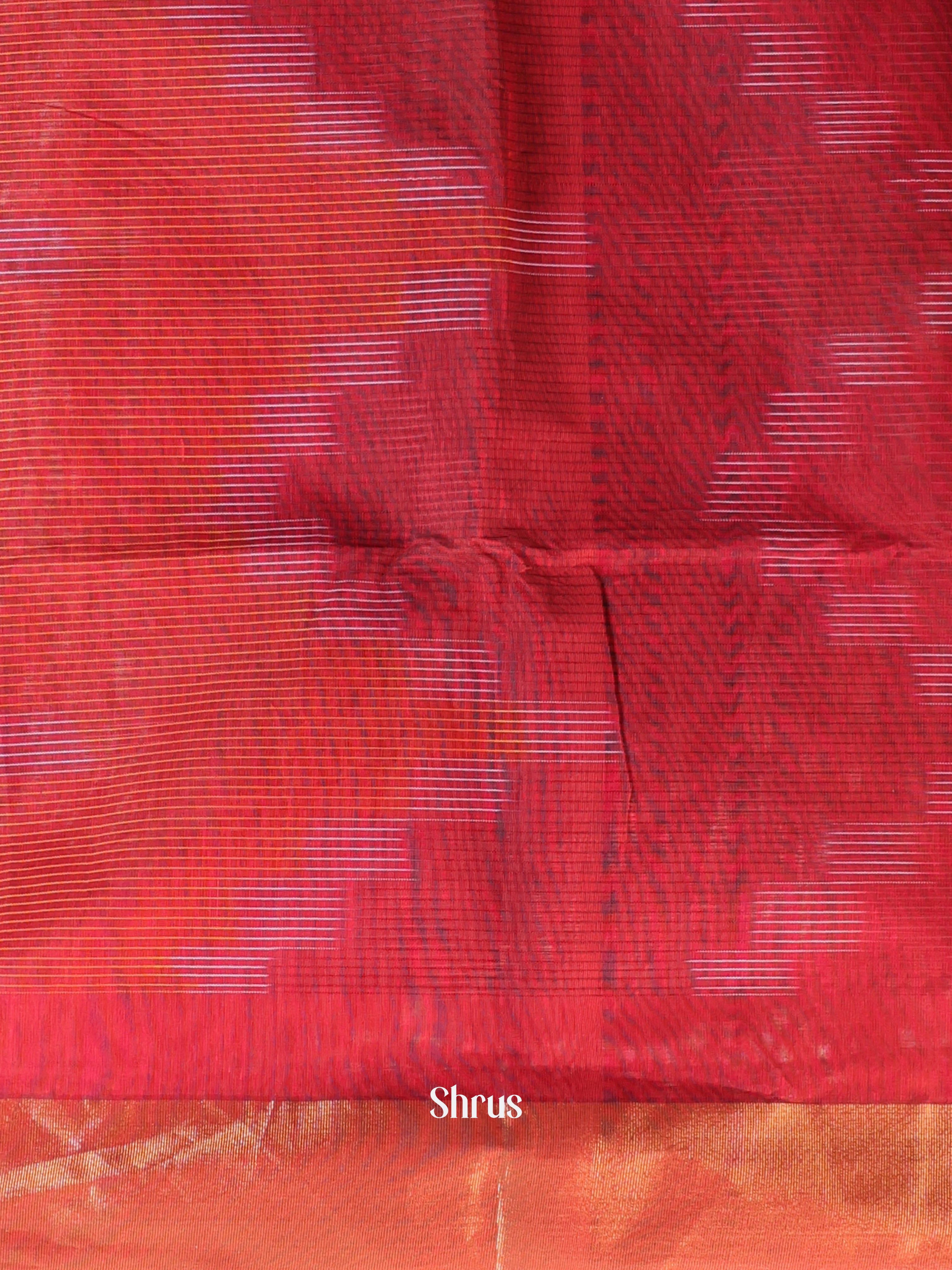 Red & Brown- Ikkat Kora Saree - Shop on Shrus.com