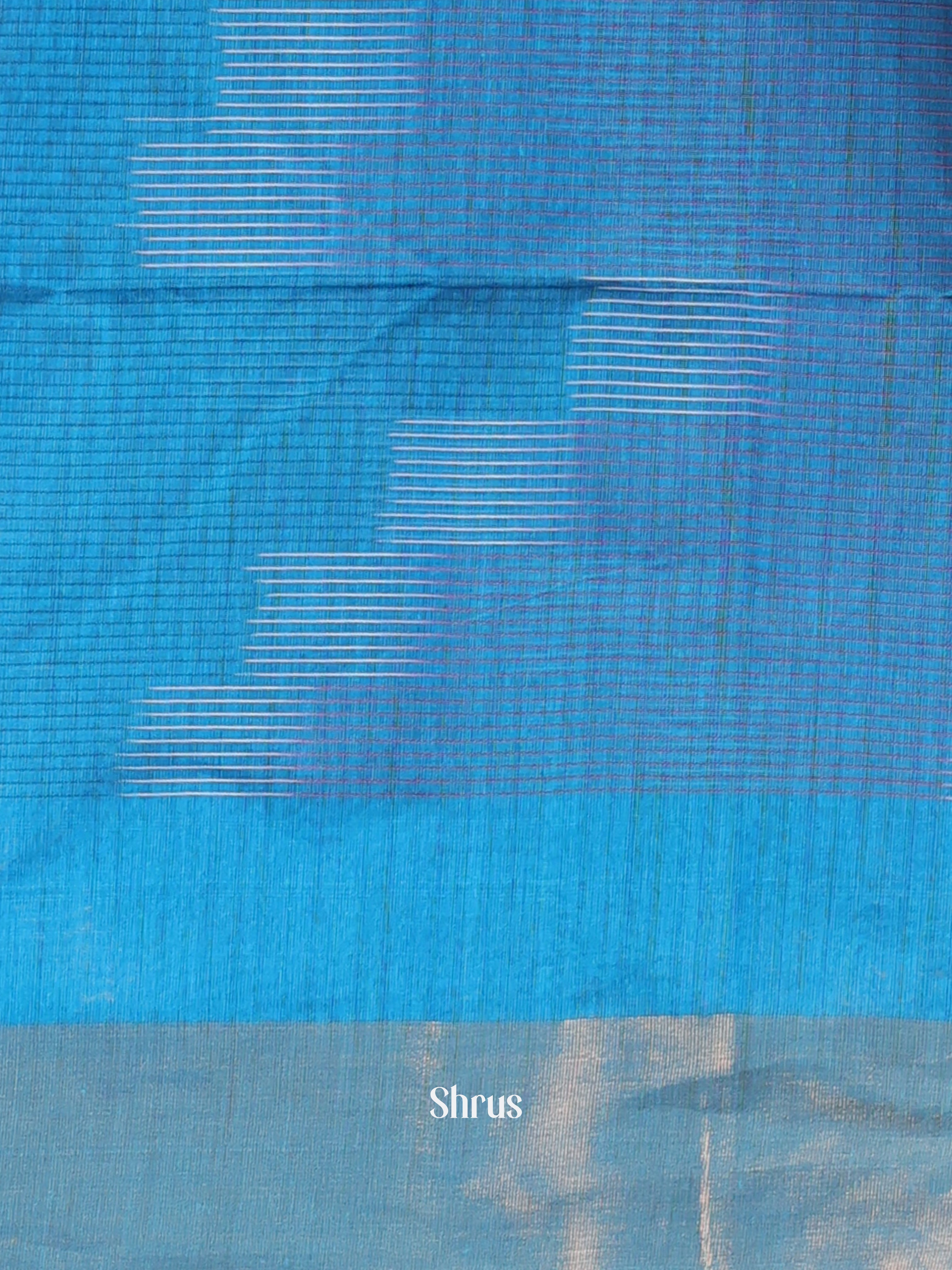 Blue - Ikkat Kora Saree - Shop on Shrus.com