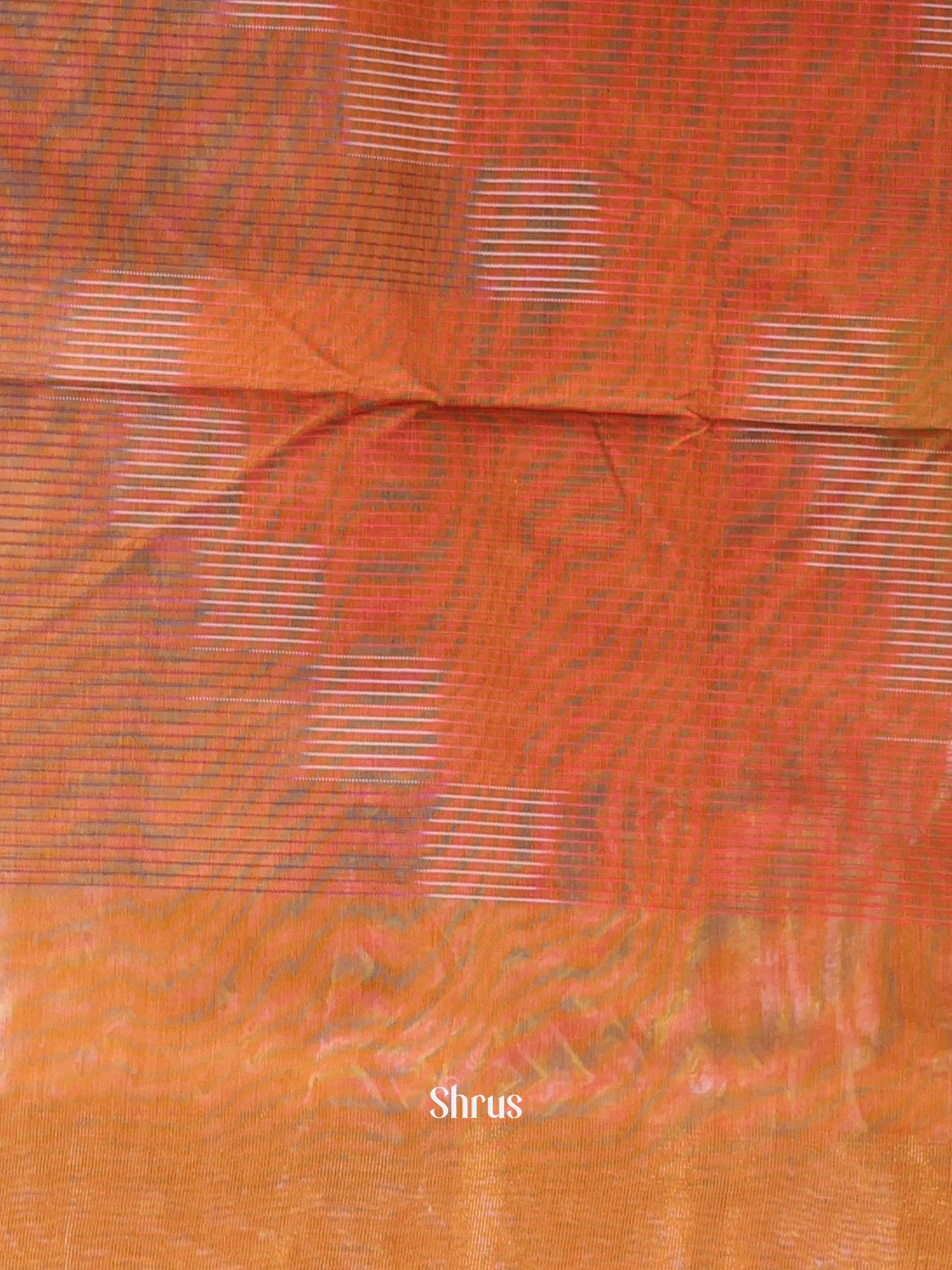 Orange & Brown- Ikkat Kora Saree - Shop on Shrus.com