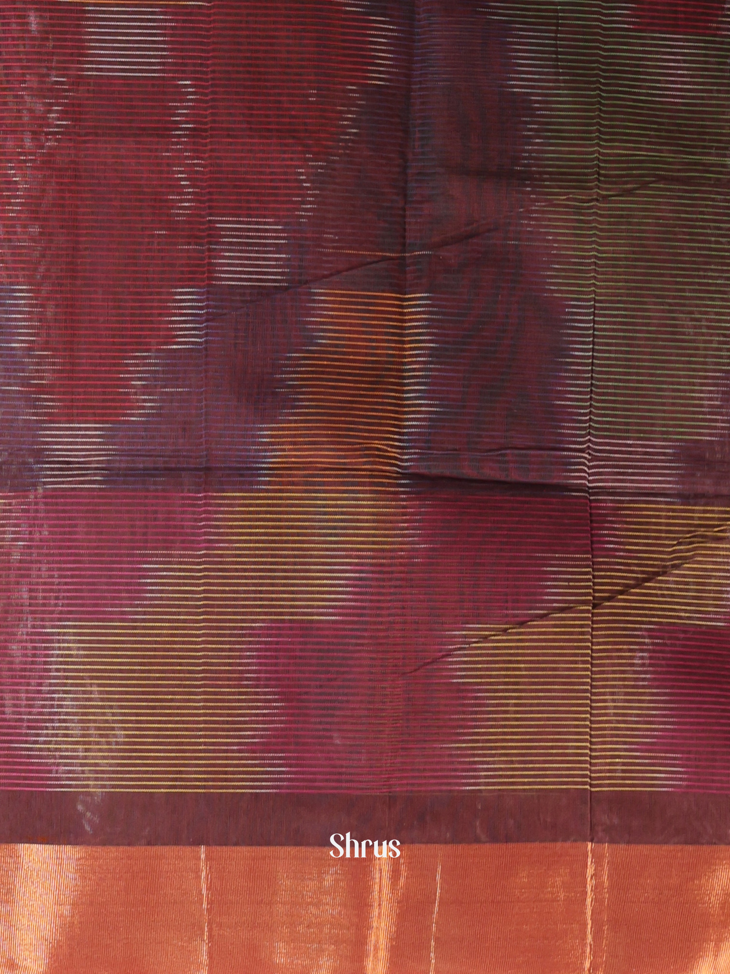Maroon - Ikkat Kora Saree - Shop on Shrus.com