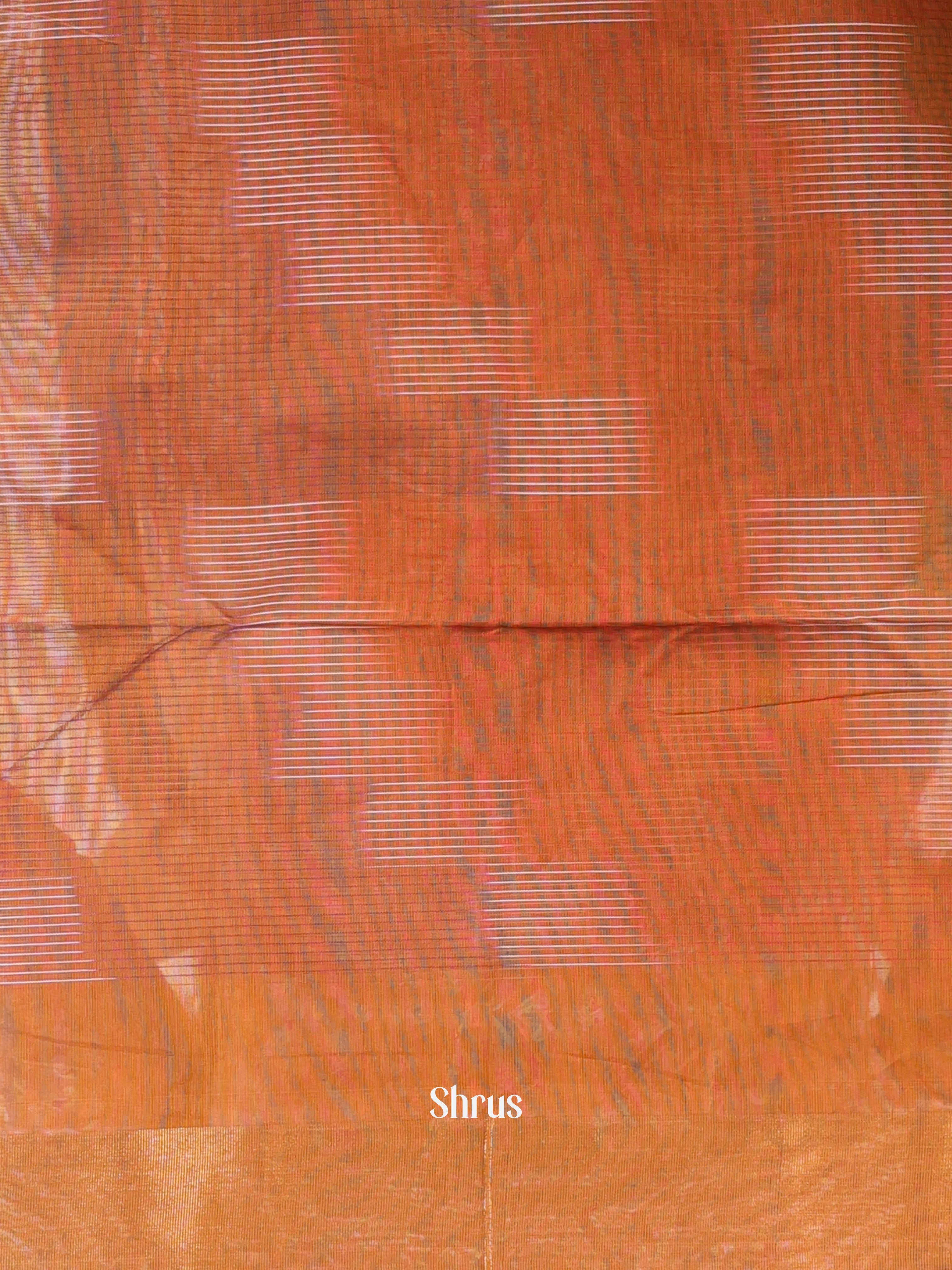 Orange & Brown - Ikkat Kora Saree - Shop on Shrus.com