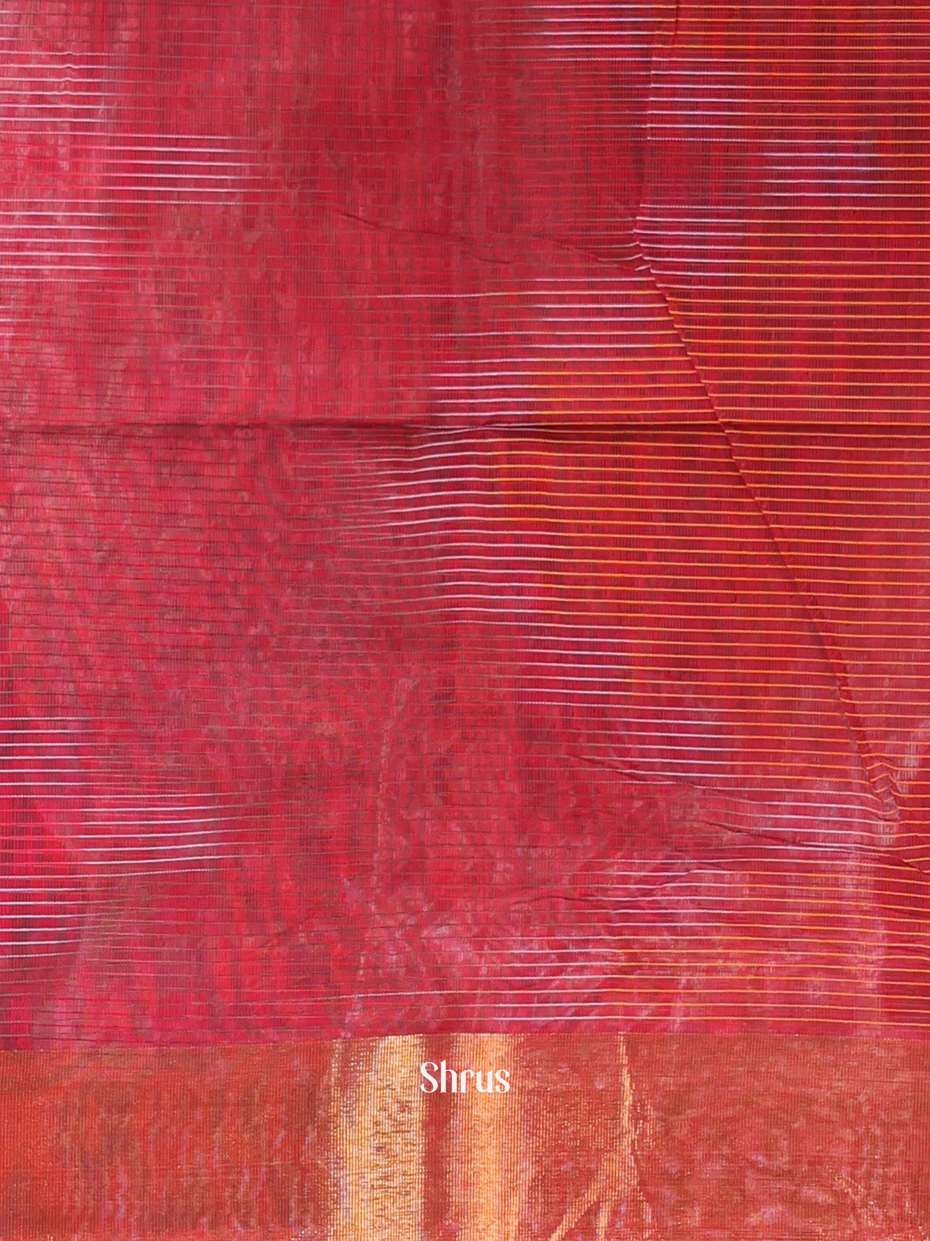 Maroon - Ikkat Kora Saree - Shop on Shrus.com
