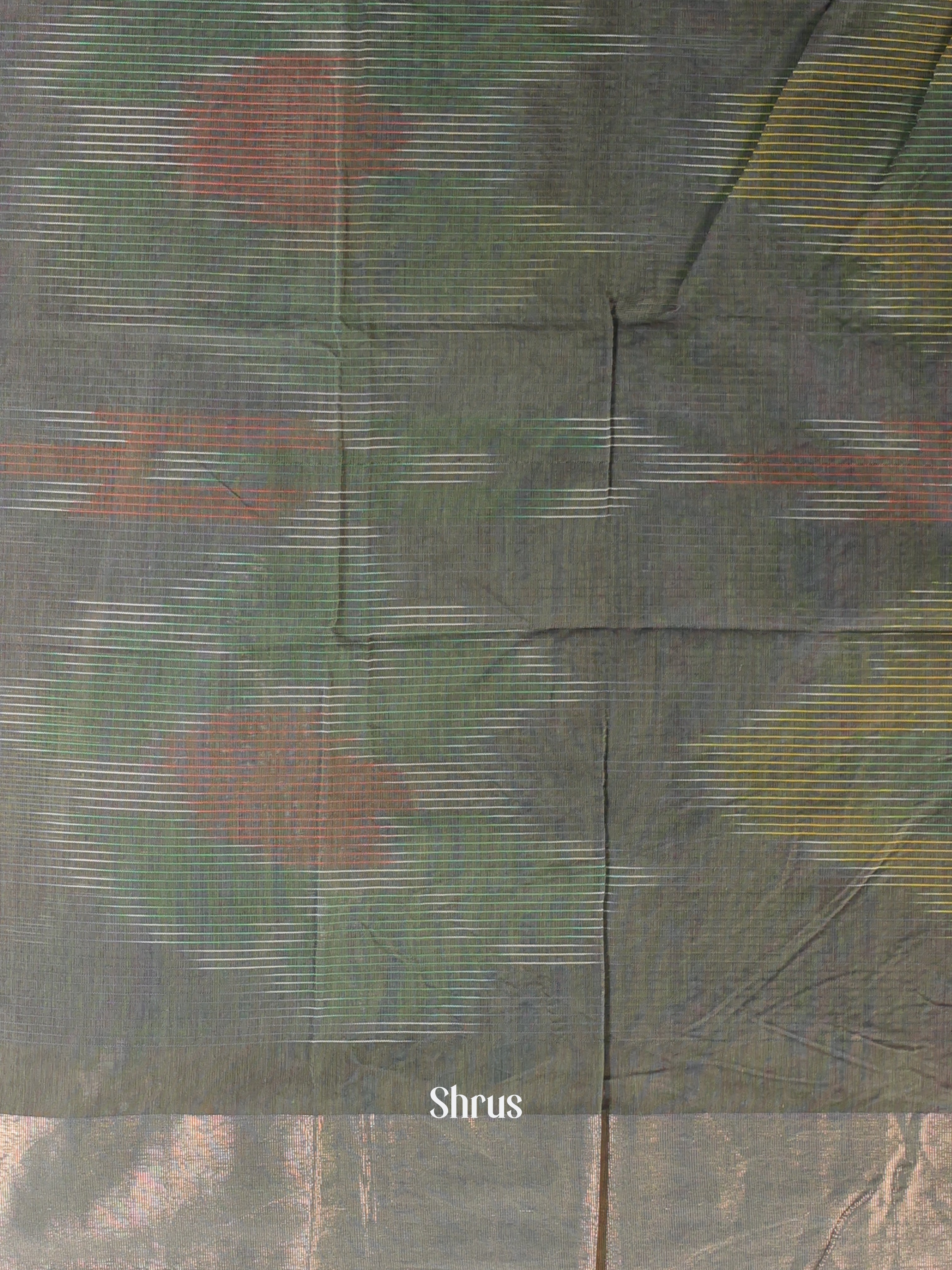 Green & Purple - Ikkat Kora Saree - Shop on Shrus.com