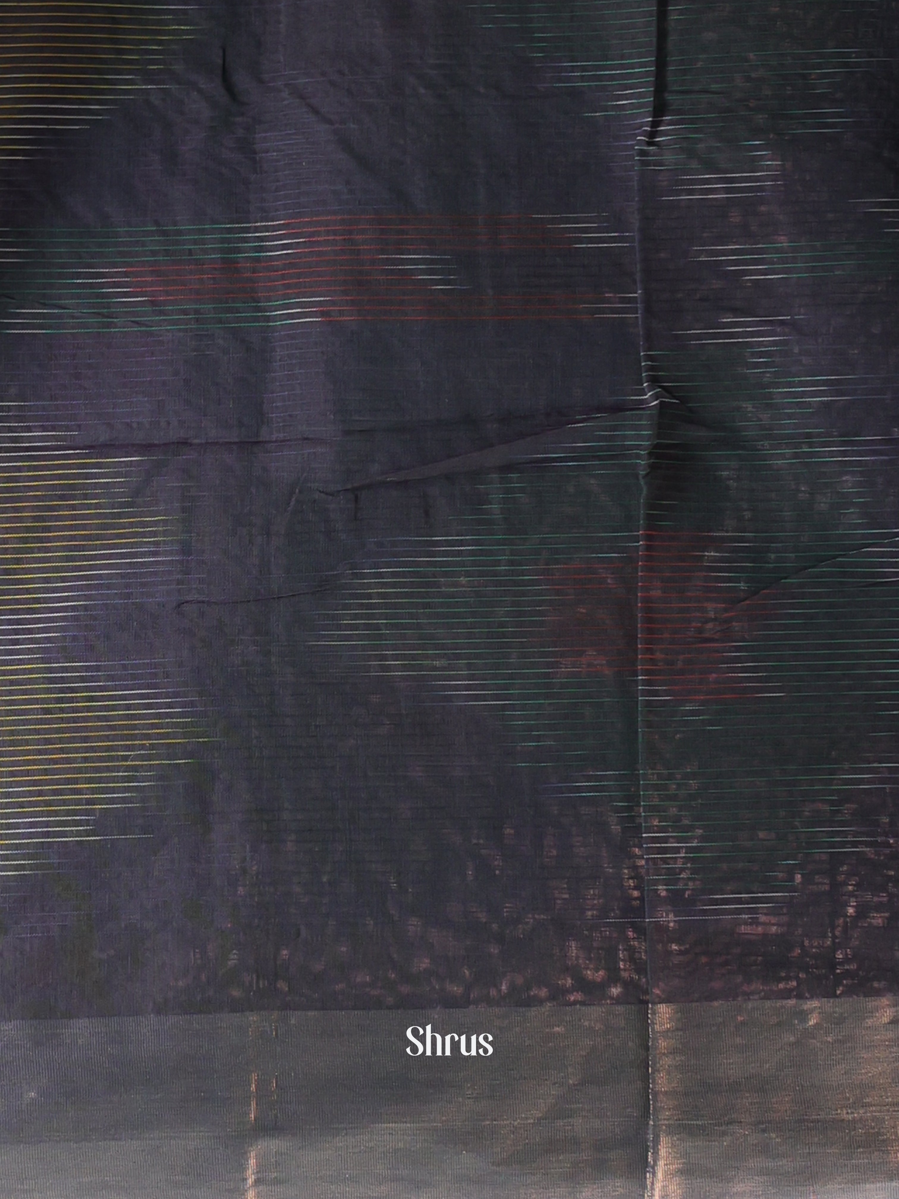 Dark Violet & Green - Ikkat Kora Saree - Shop on Shrus.com