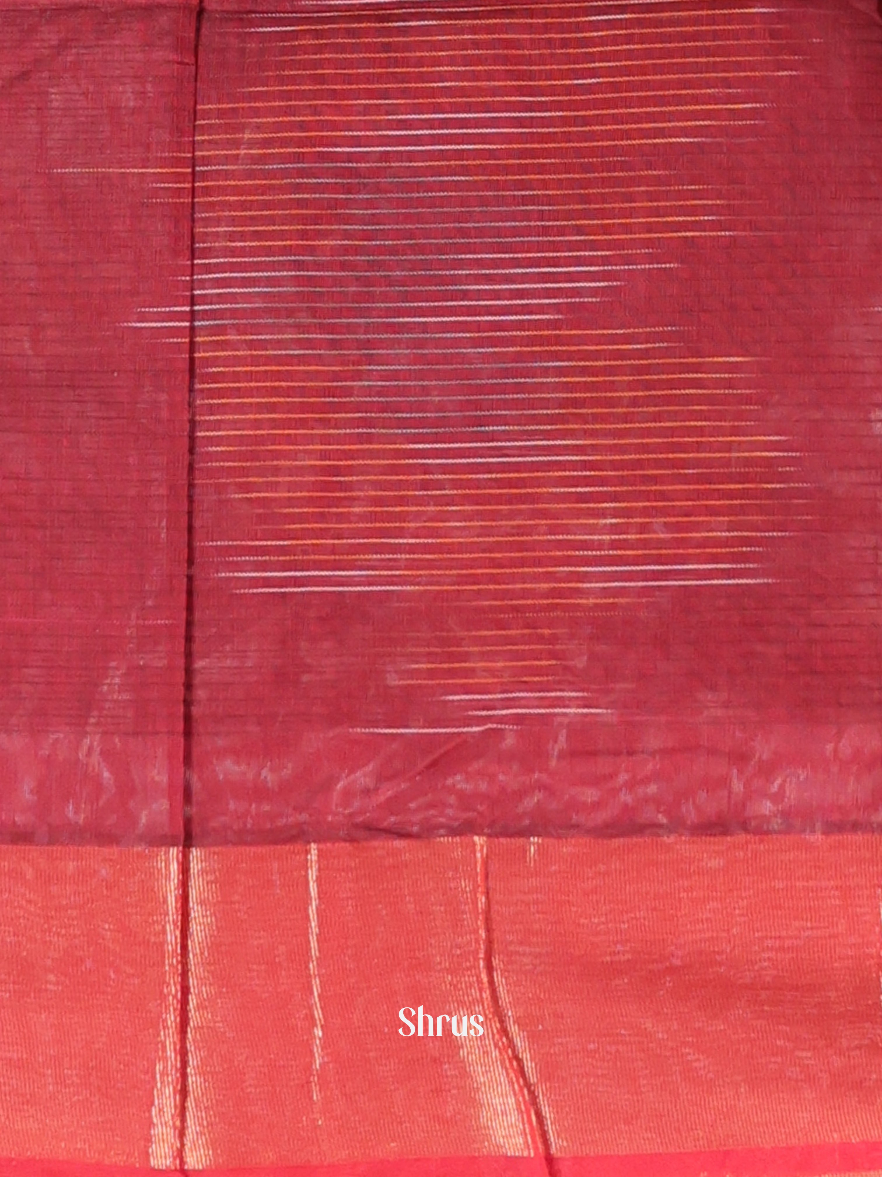 Maroon - Ikkat Kora Saree - Shop on Shrus.com