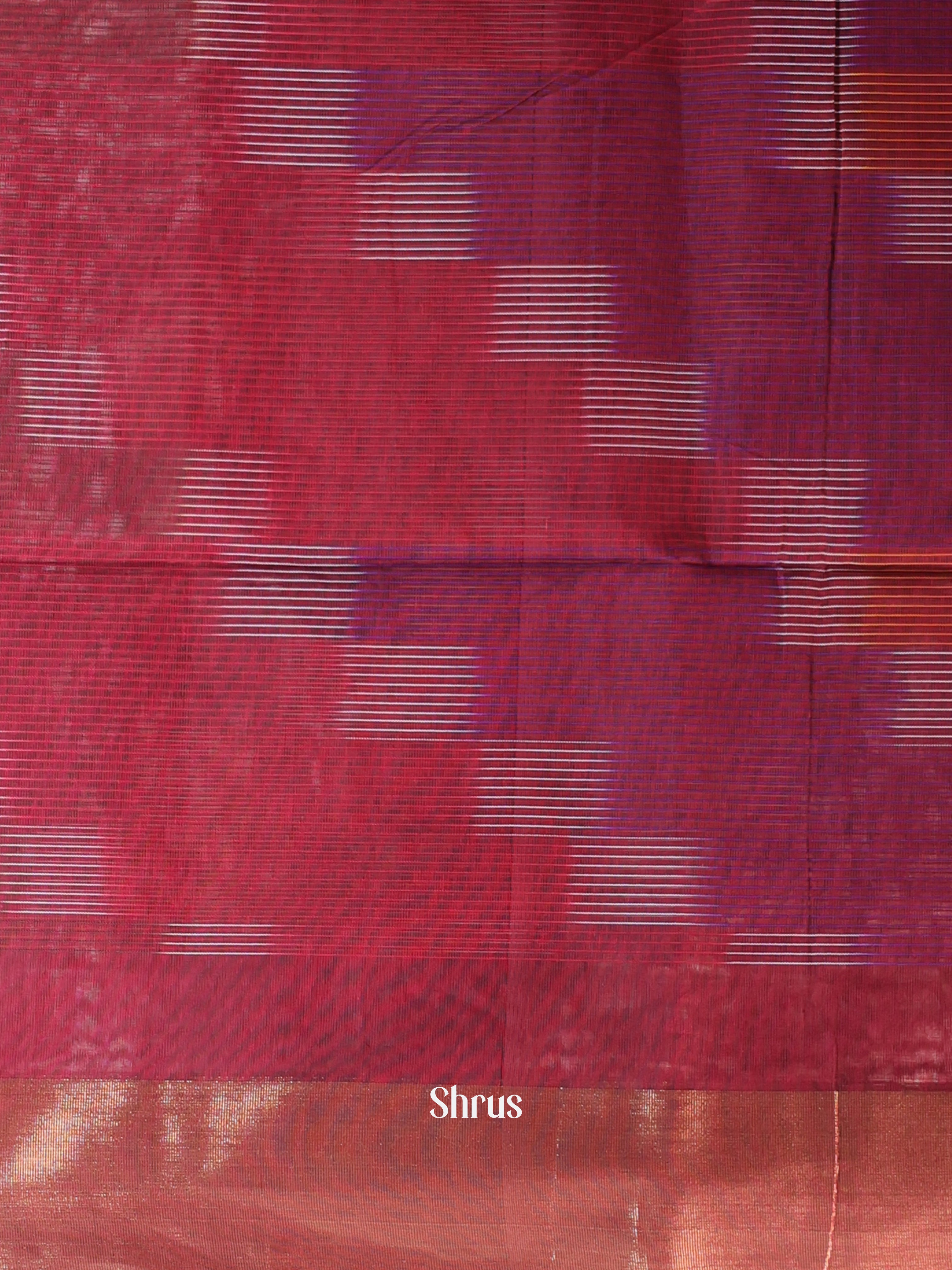 Maroon & Brown- Ikkat Kora Saree - Shop on Shrus.com