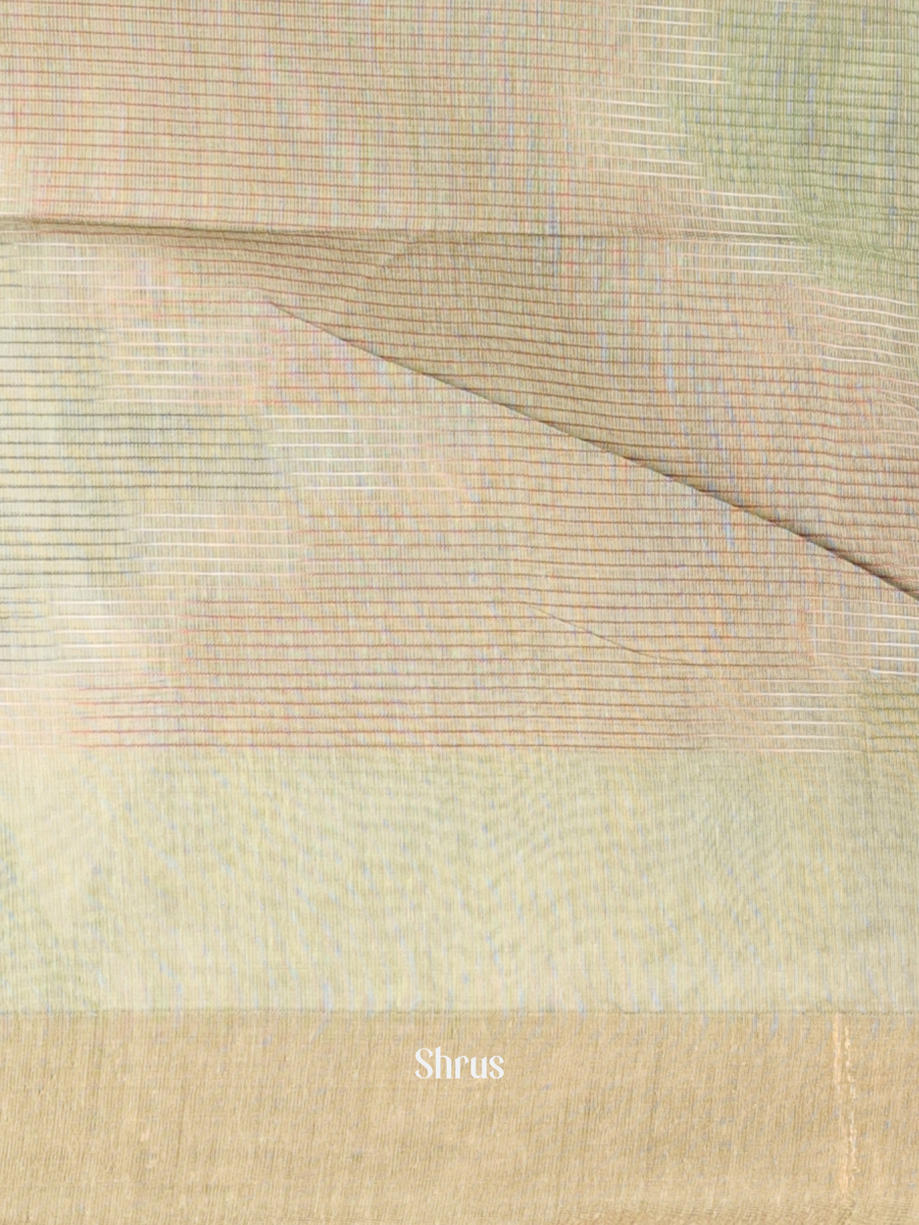 Lite Green & Green - Ikkat Kora Saree - Shop on Shrus.com