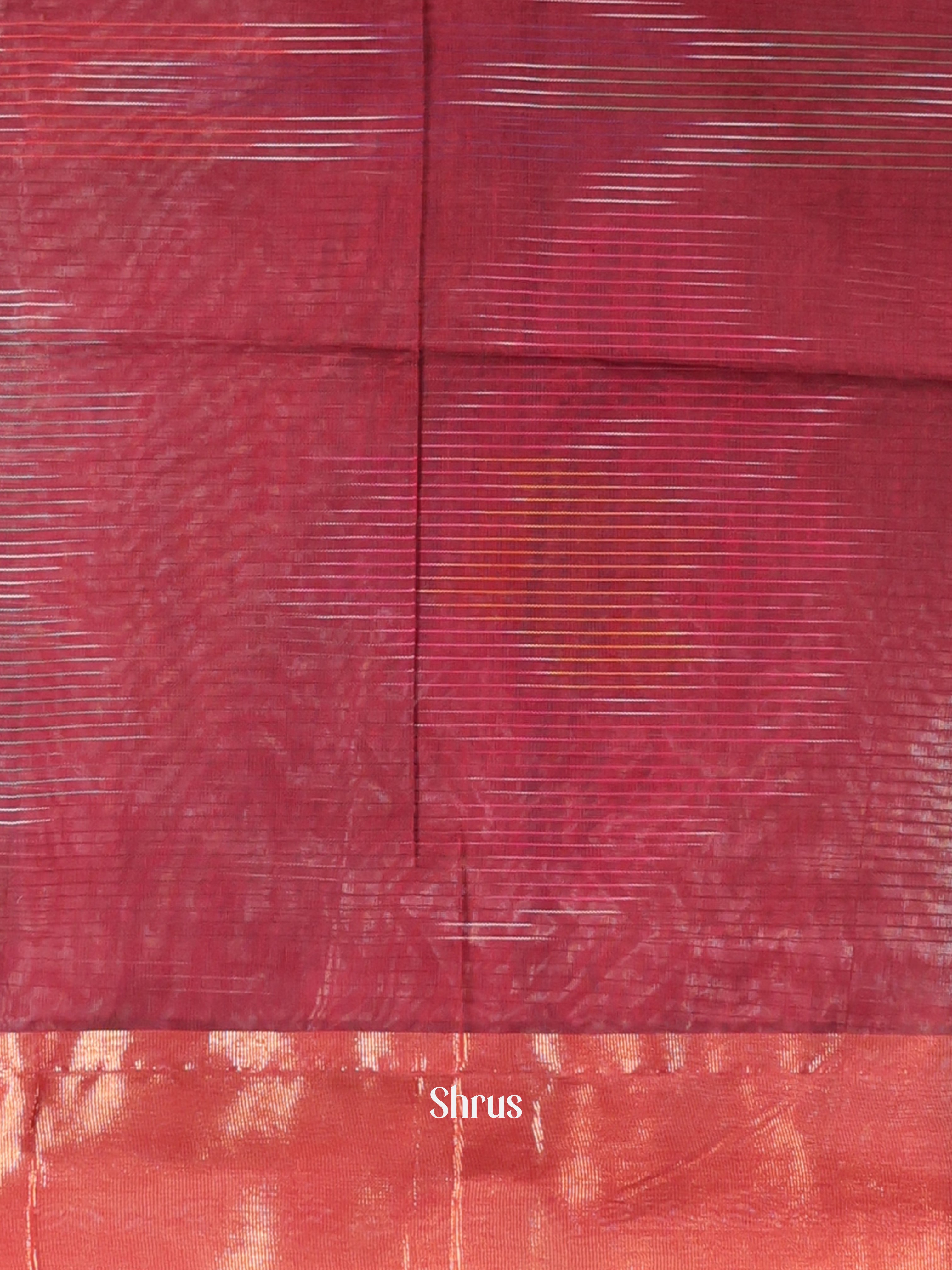 Maroon- Ikkat Kora Saree - Shop on Shrus.com