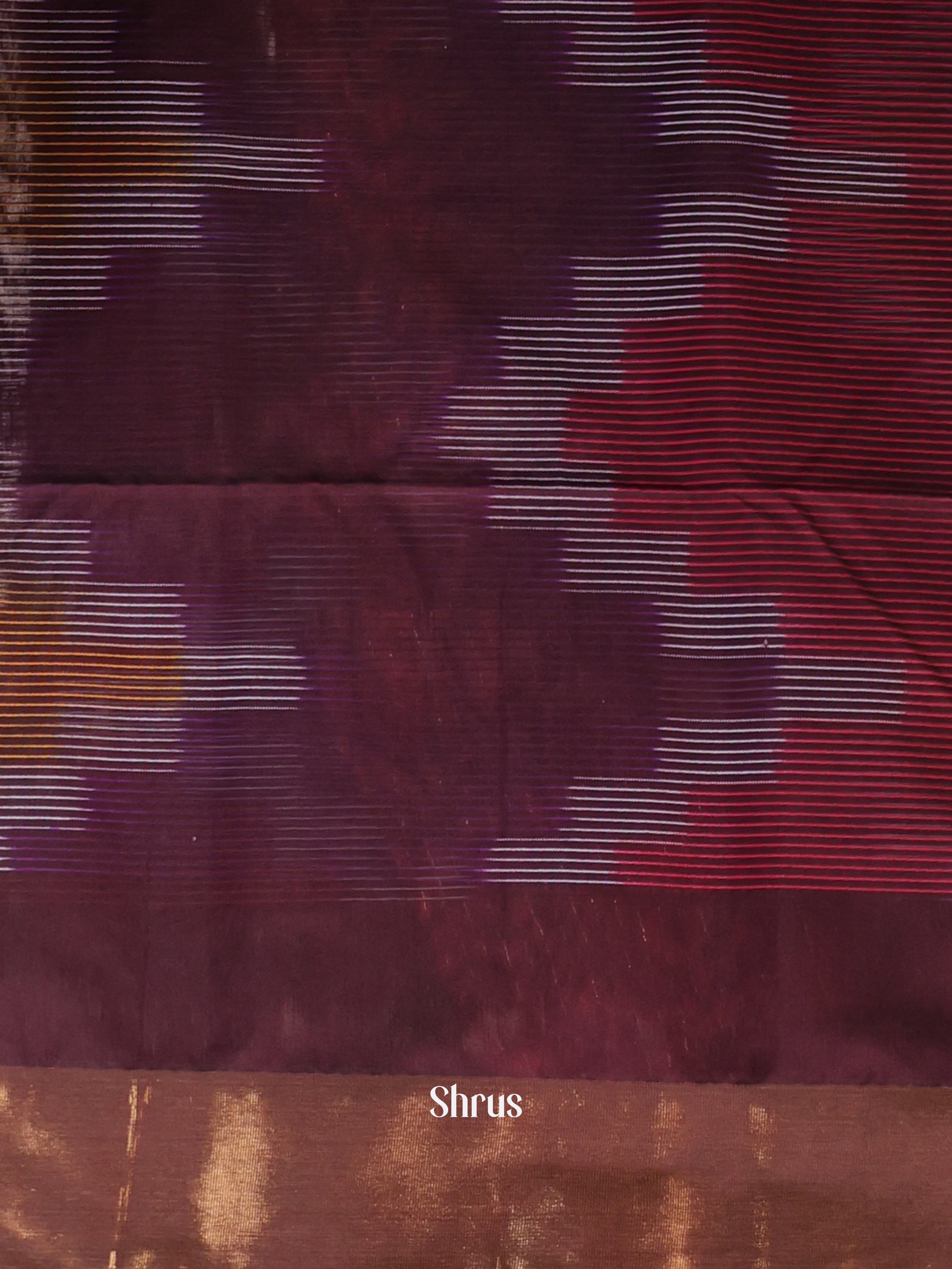Brown - Ikkat Kora Saree - Shop on Shrus.com