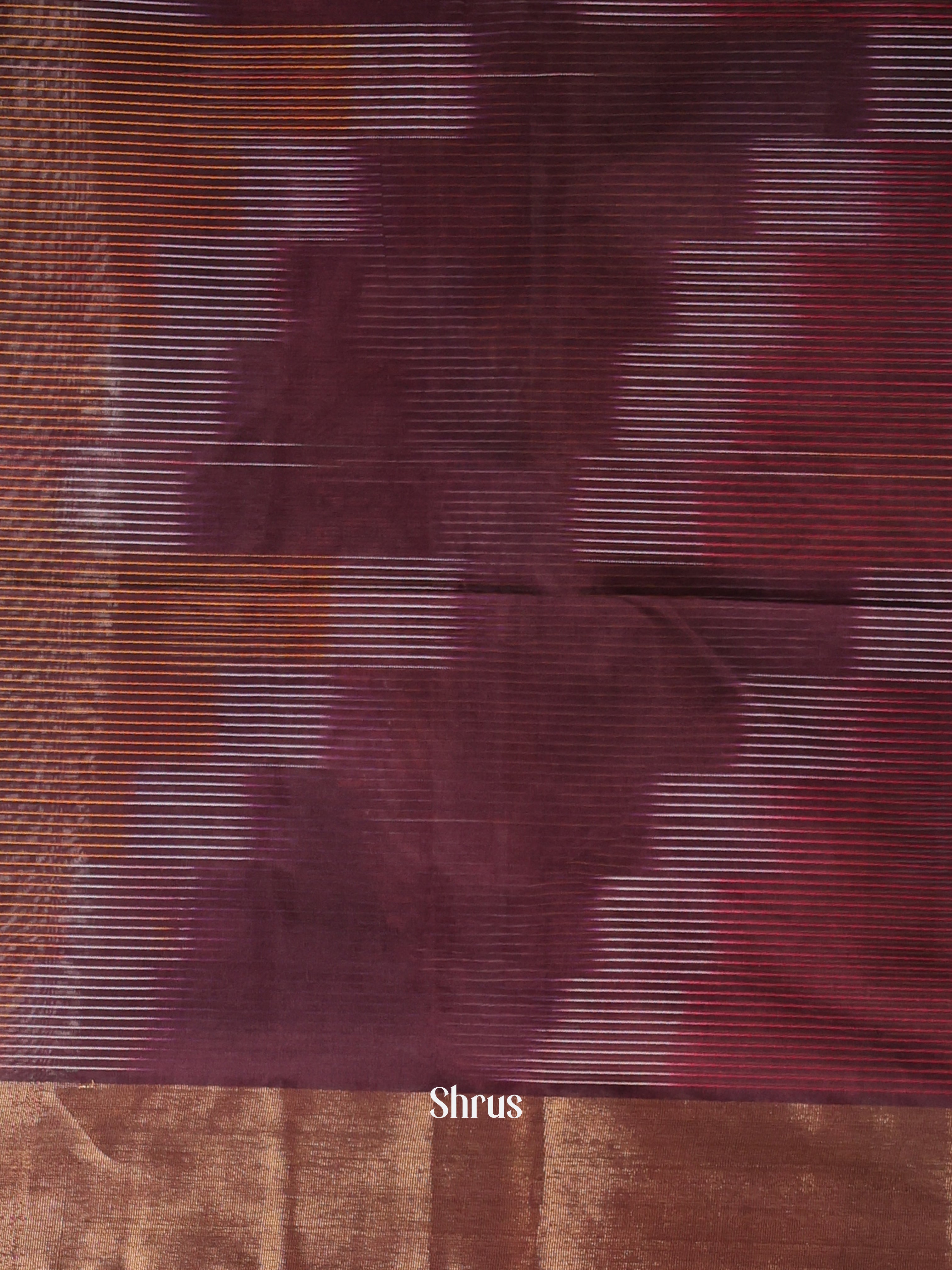 Brown - Ikkat Kora Saree - Shop on Shrus.com