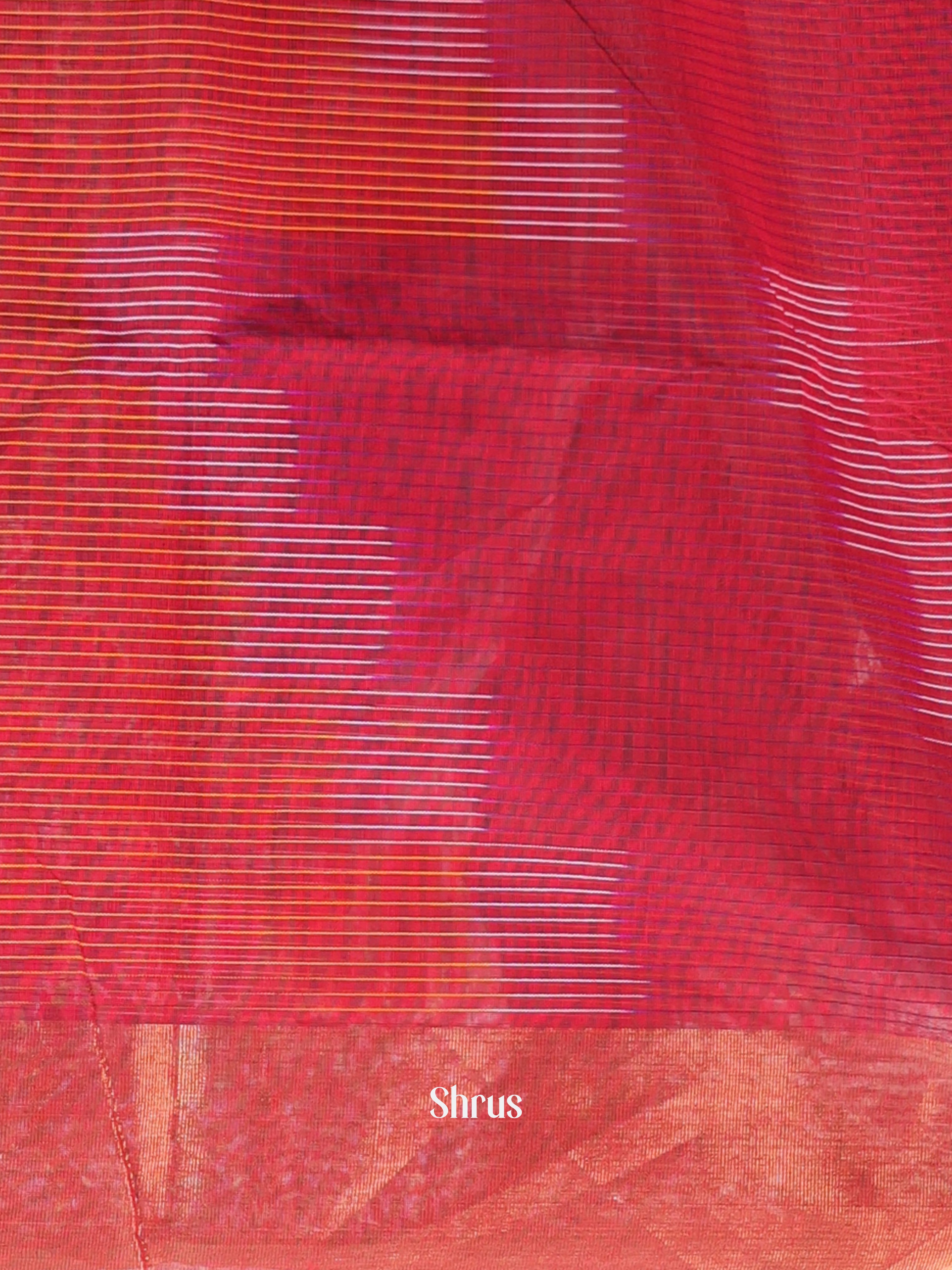 Maroon- Ikkat Kora Saree - Shop on Shrus.com