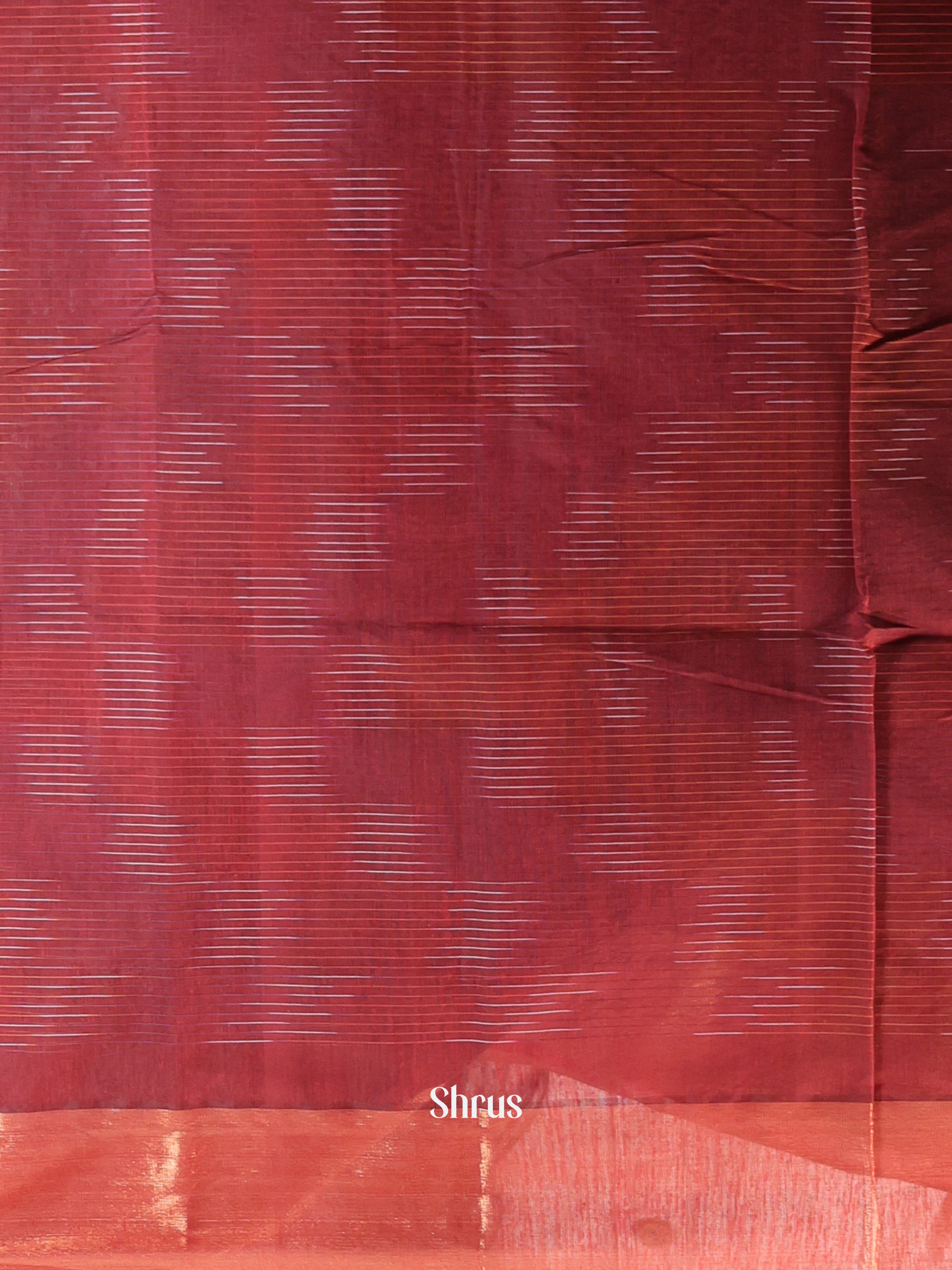 Maroon - Ikkat Kora Saree - Shop on Shrus.com