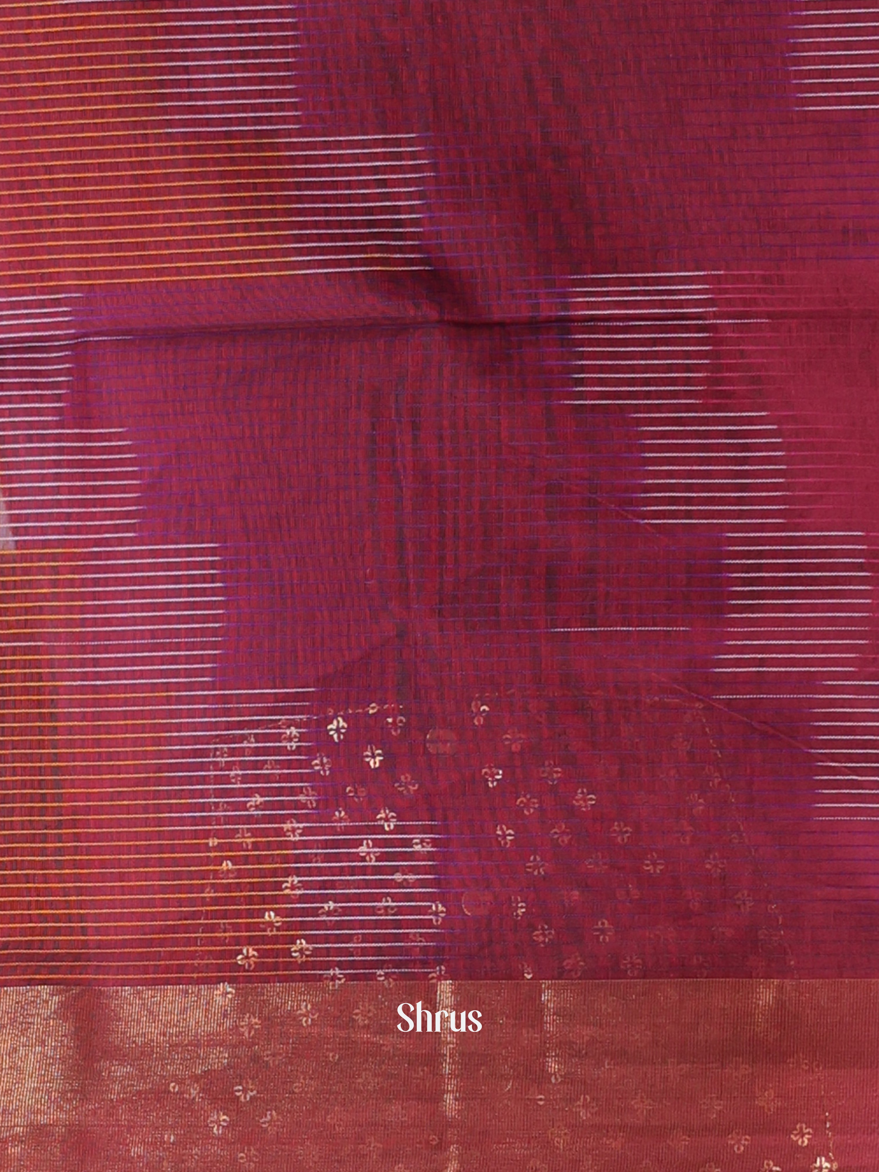 Maroon & Brown - Ikkat Kora Saree - Shop on Shrus.com