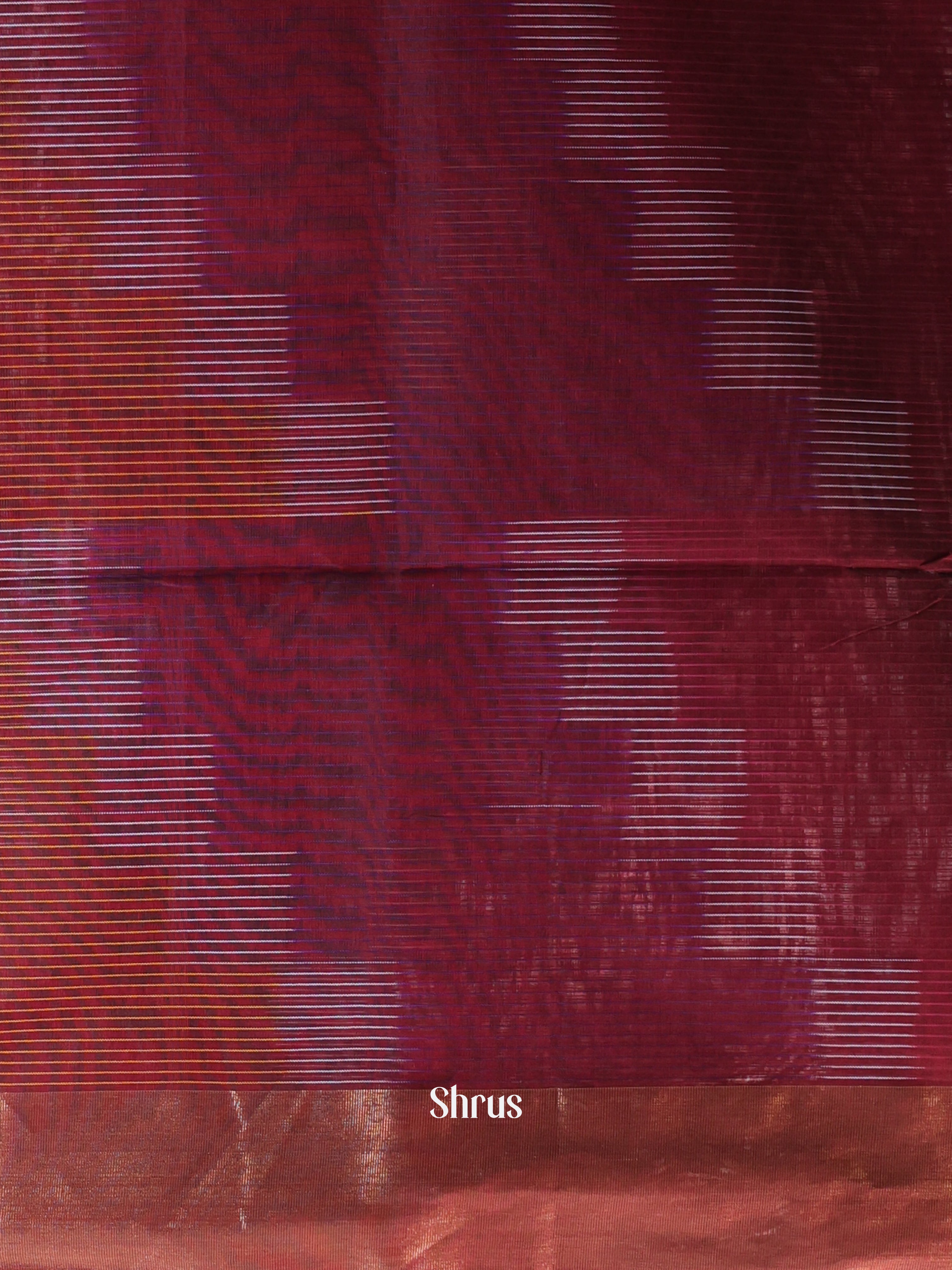 Maroon & Brown - Ikkat Kora Saree - Shop on Shrus.com