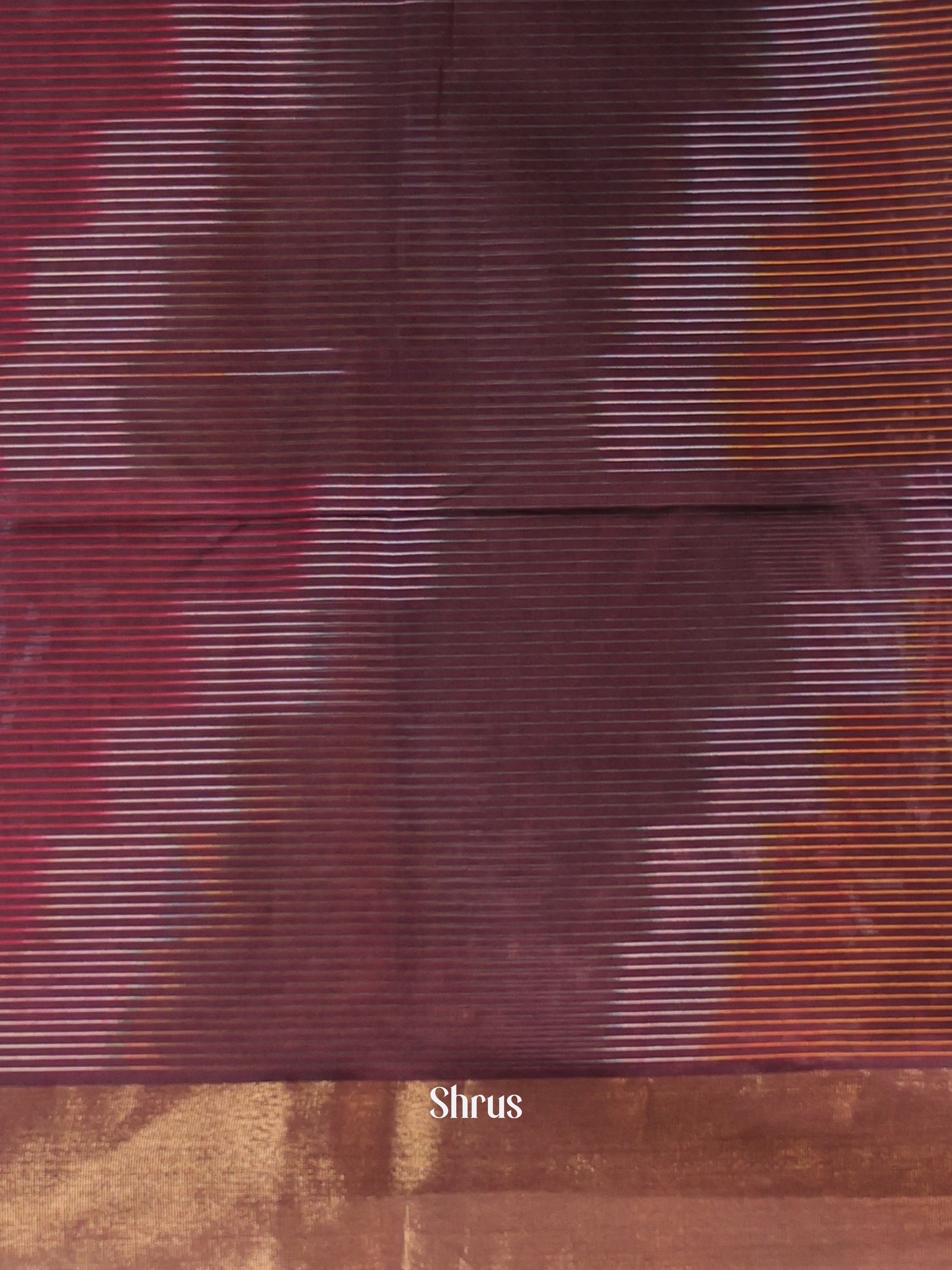 Maroon & Brown- Ikkat Kora Saree - Shop on Shrus.com