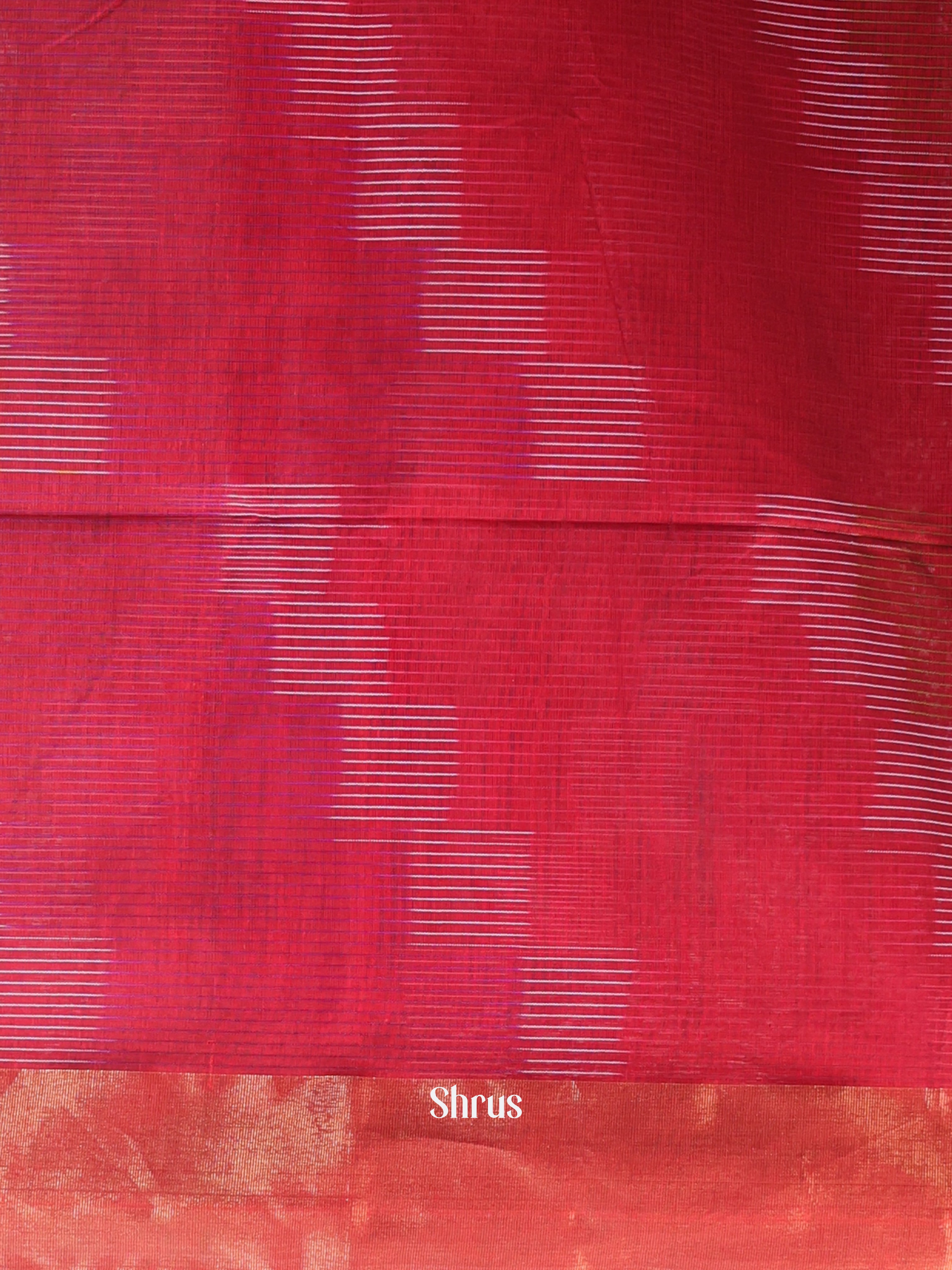 Red- Ikkat Kora Saree - Shop on Shrus.com