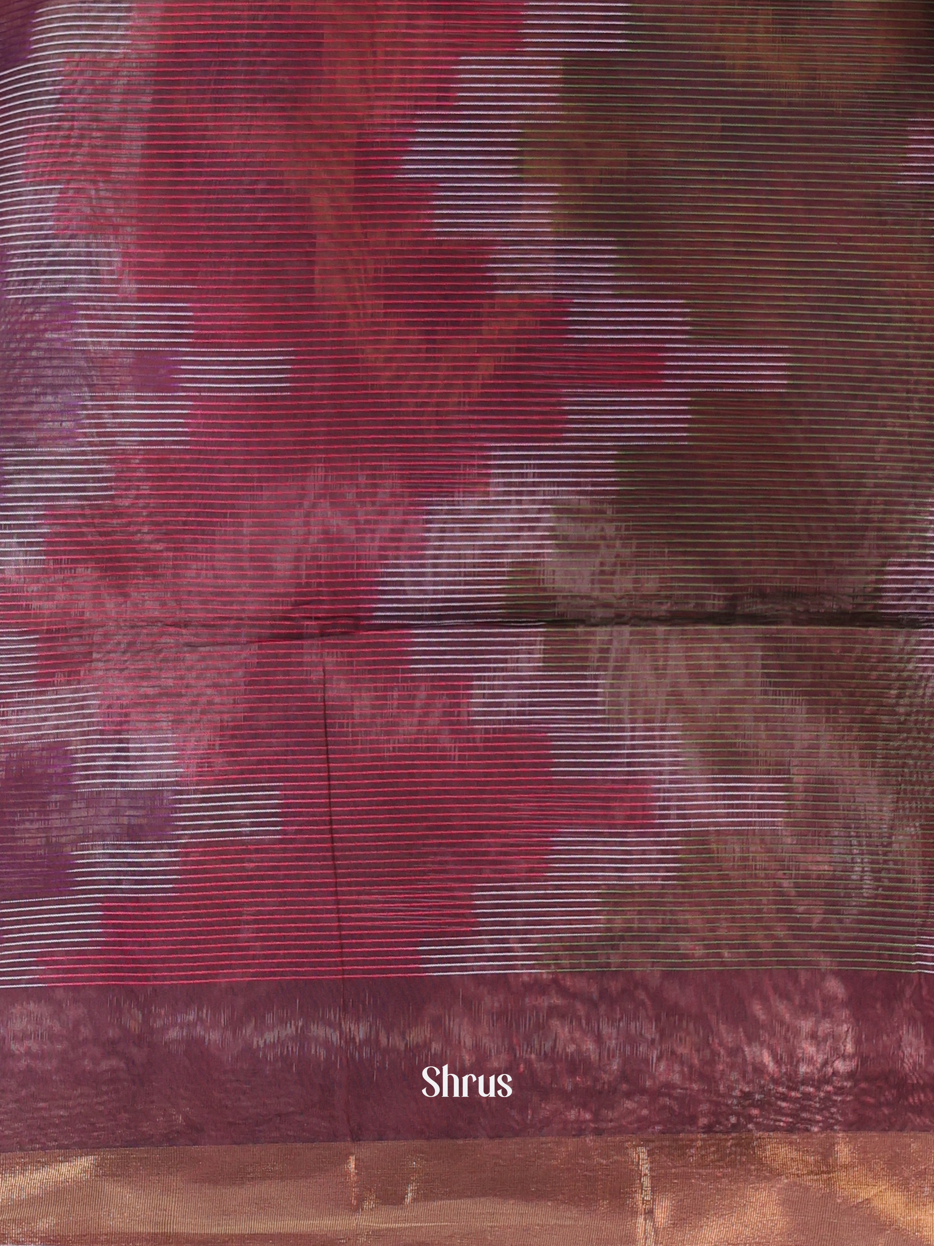 Brown & maroon - Ikkat Kora Saree - Shop on Shrus.com