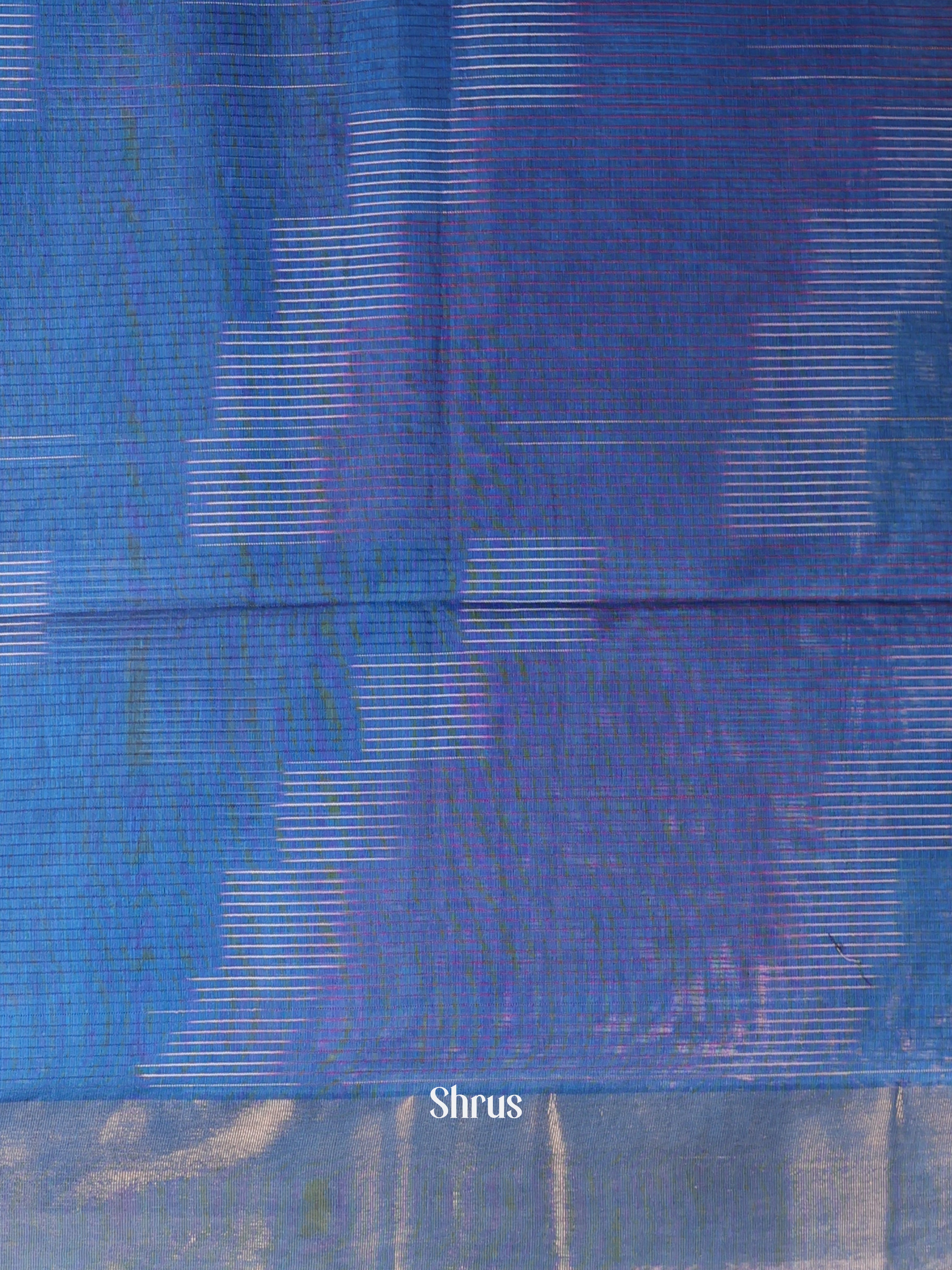 Blue & Maroon - Ikkat Kora Saree - Shop on Shrus.com