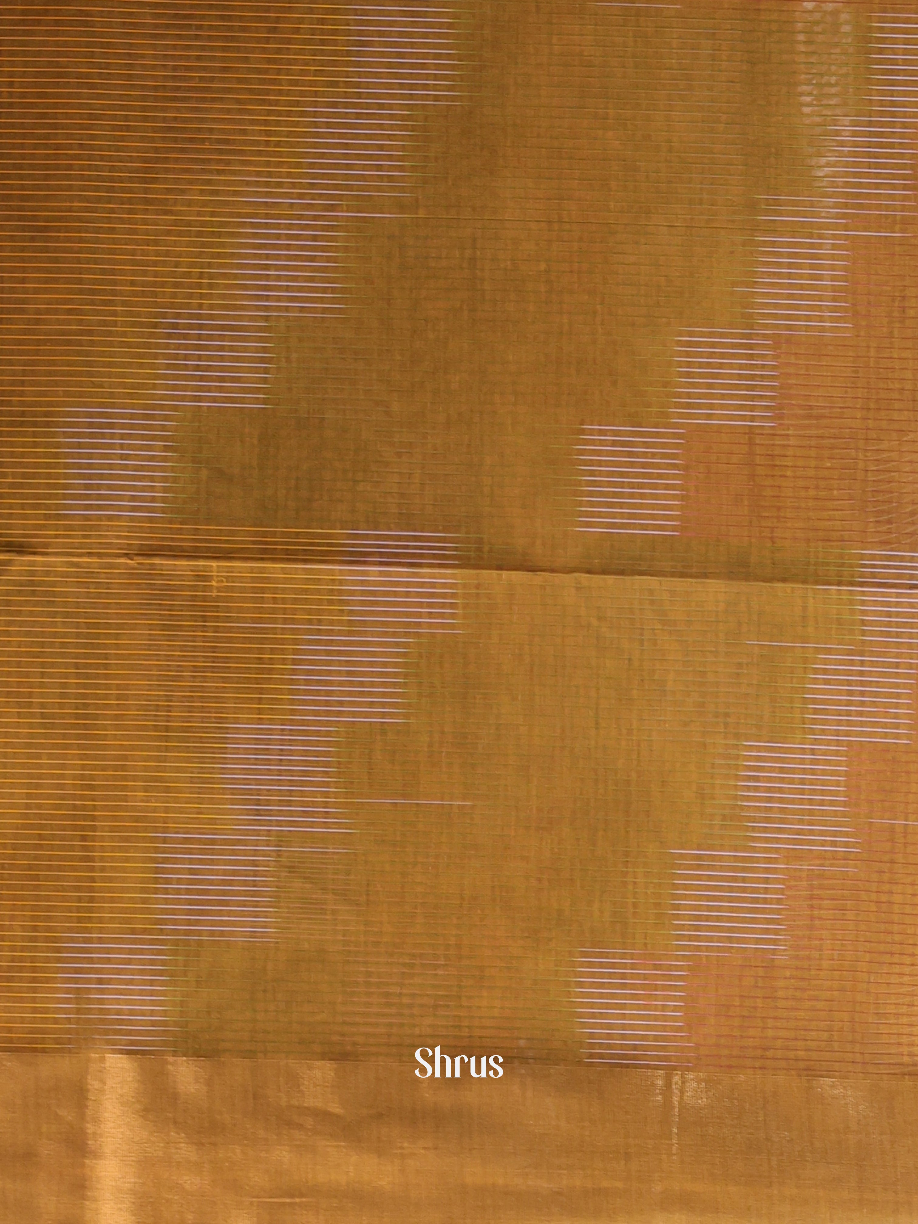 Mehandi & Brown- Ikkat Kora Saree - Shop on Shrus.com