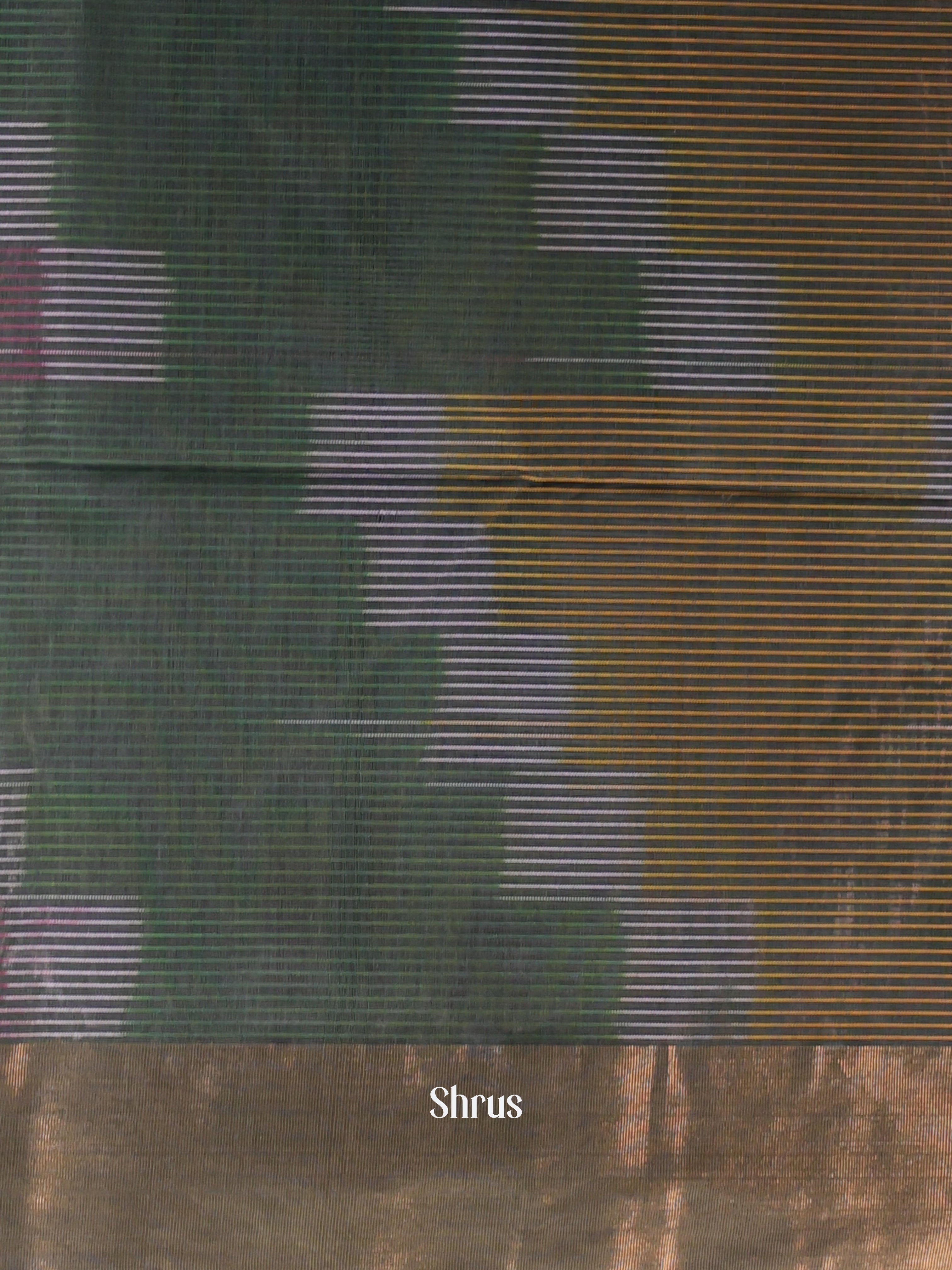 Green & Brown - Ikkat Kora Saree - Shop on Shrus.com