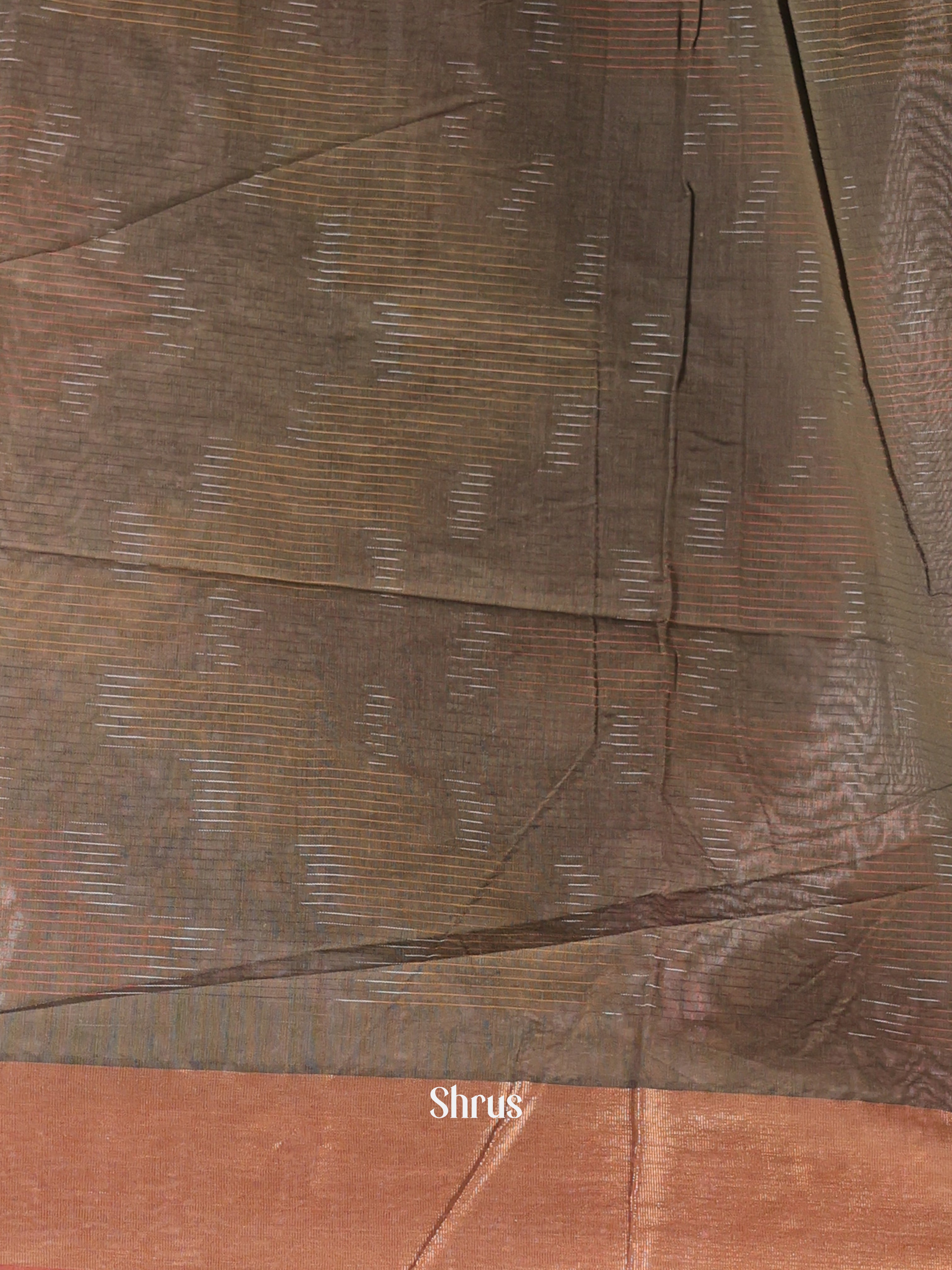 Algae Green & Brown - Ikkat Kora Saree - Shop on Shrus.com