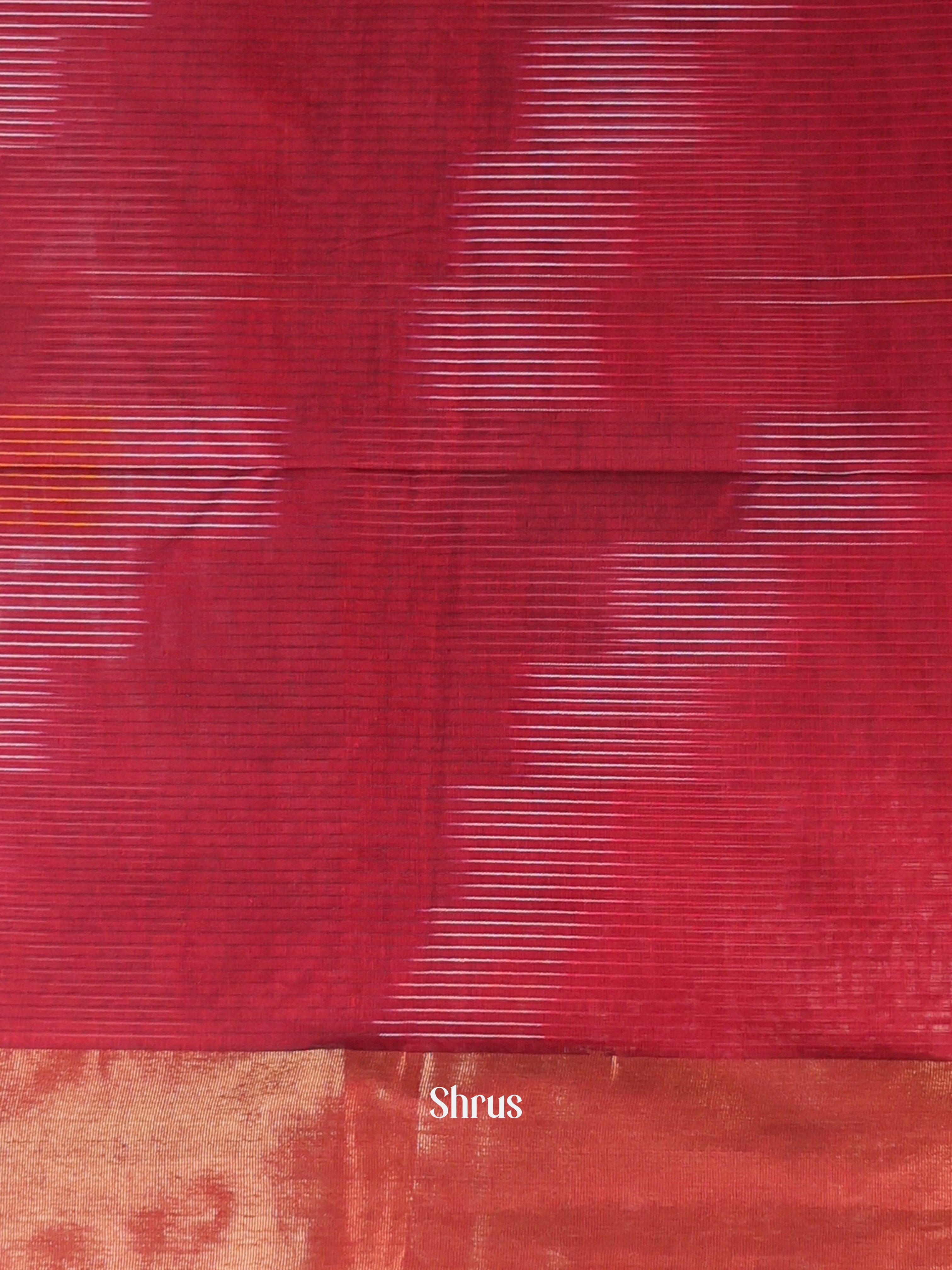 Maroon - Ikkat Kora Saree - Shop on Shrus.com
