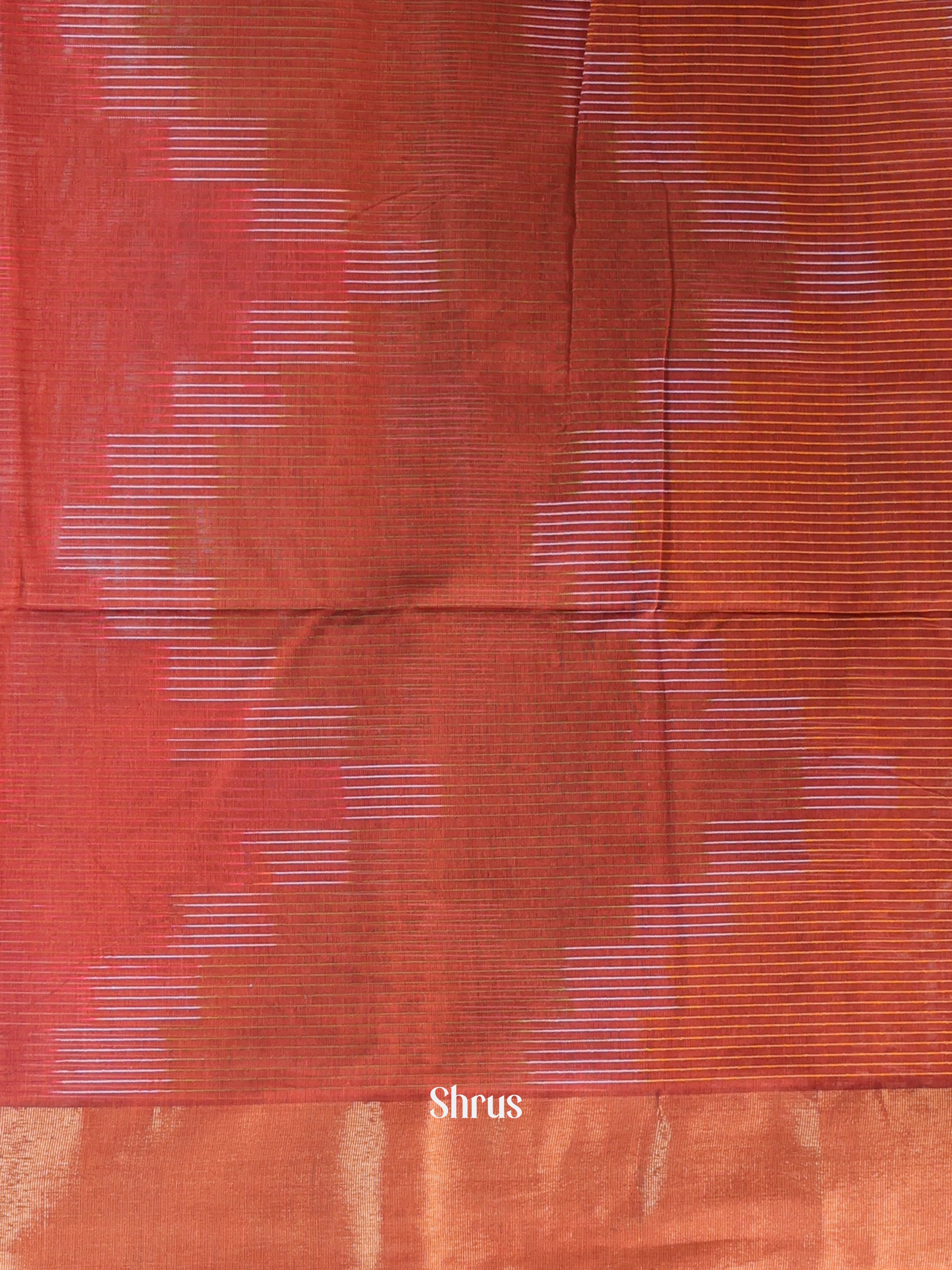 Maroon & Brown - Ikkat Kora Saree - Shop on Shrus.com