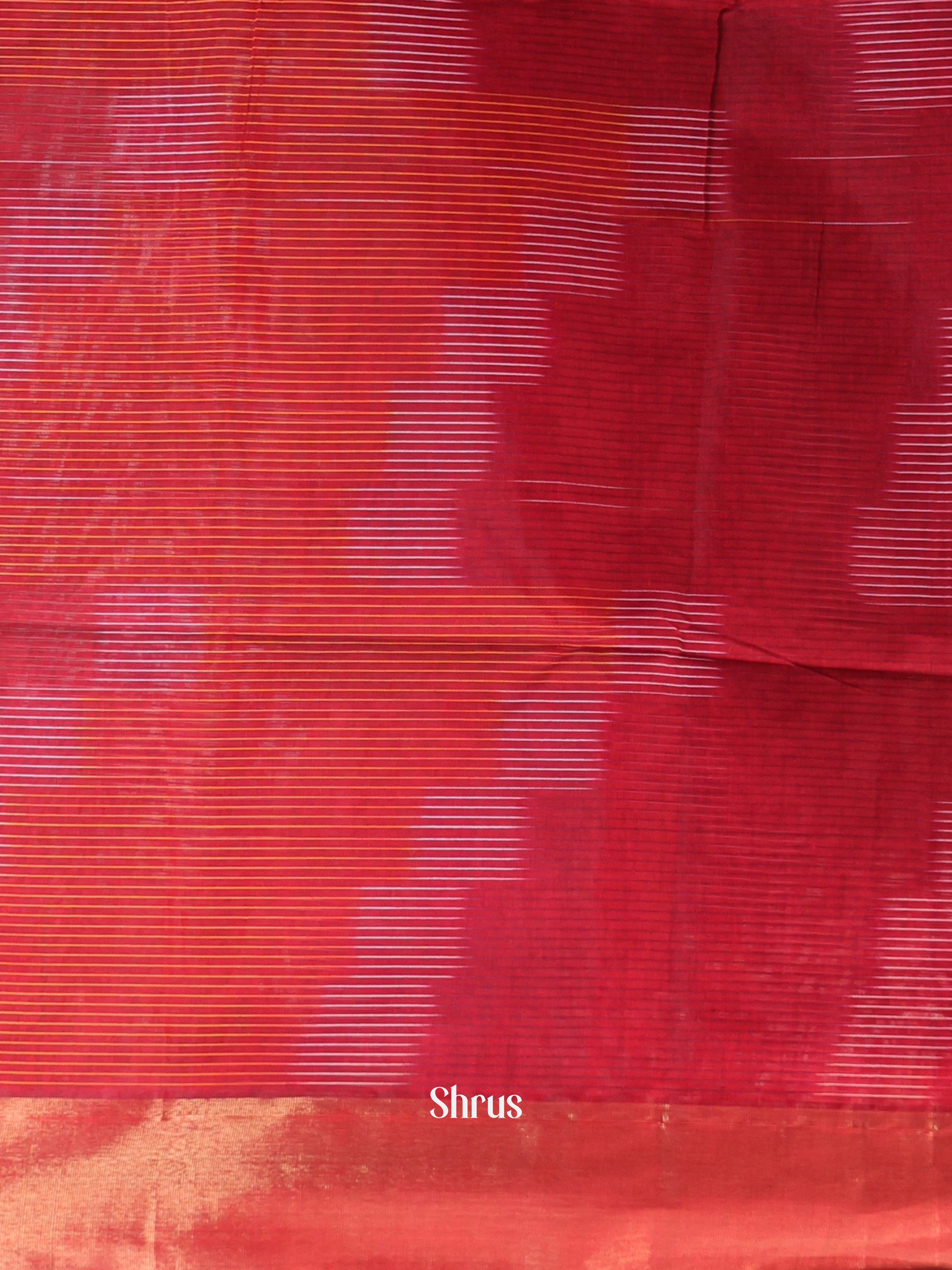 Red & Brown - Ikkat Kora Saree - Shop on Shrus.com