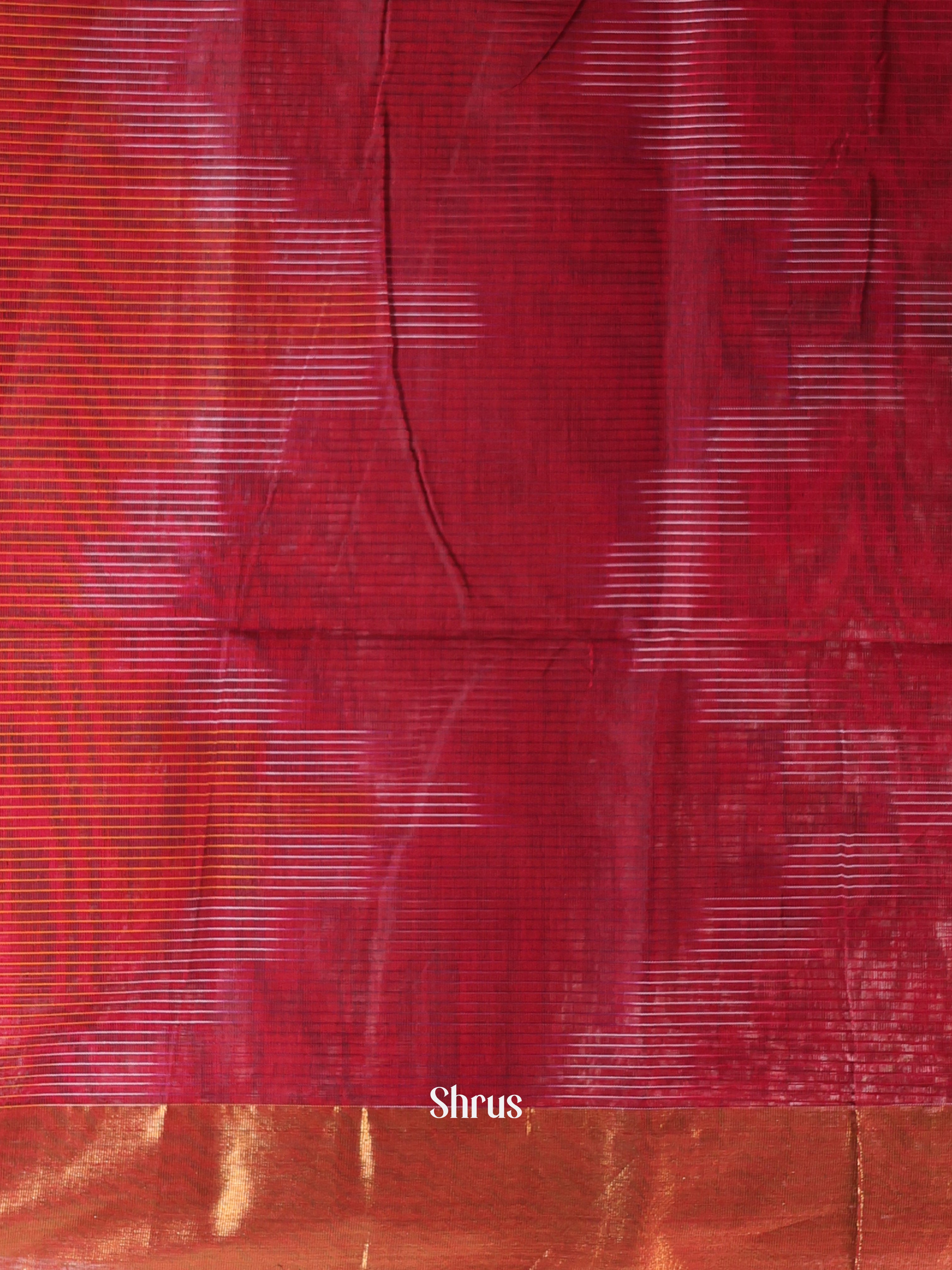 Red - Ikkat Kora Saree - Shop on Shrus.com