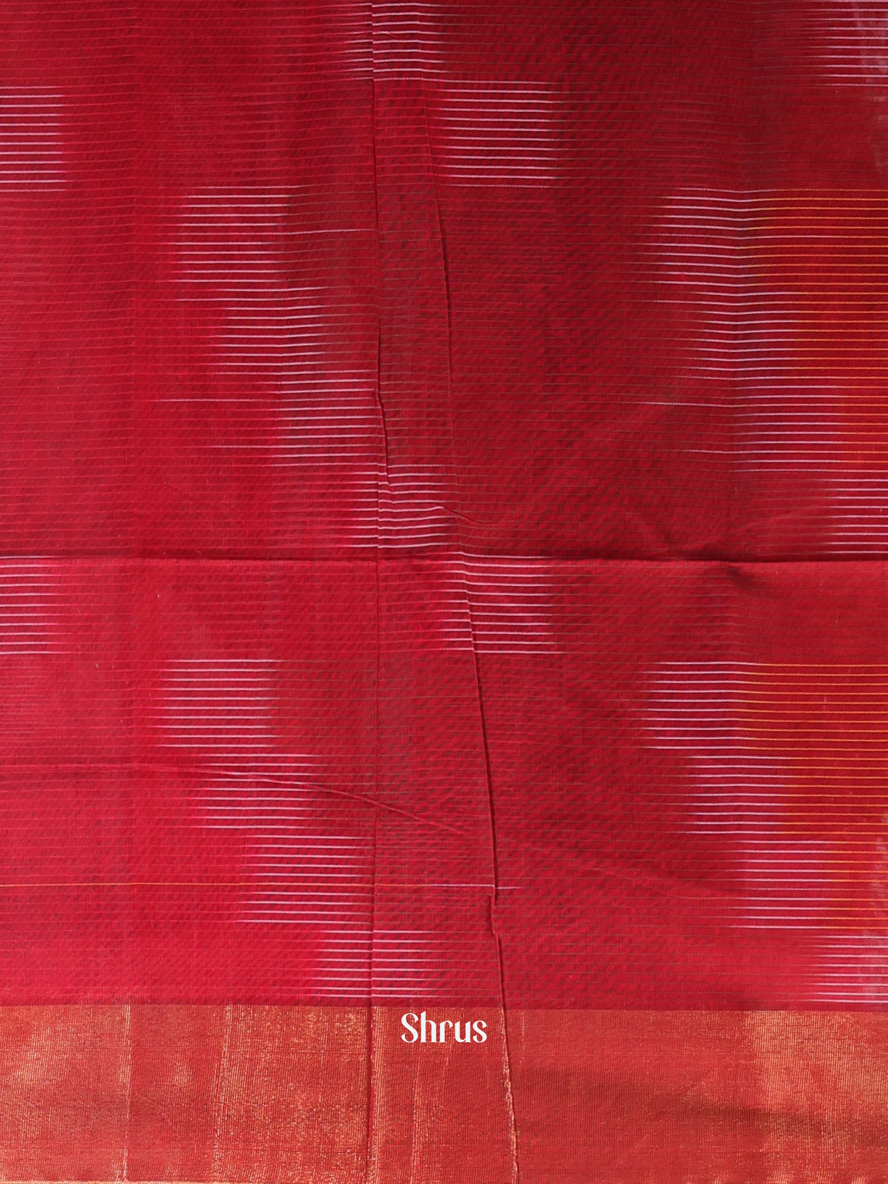 Red - Ikkat Kora Saree - Shop on Shrus.com