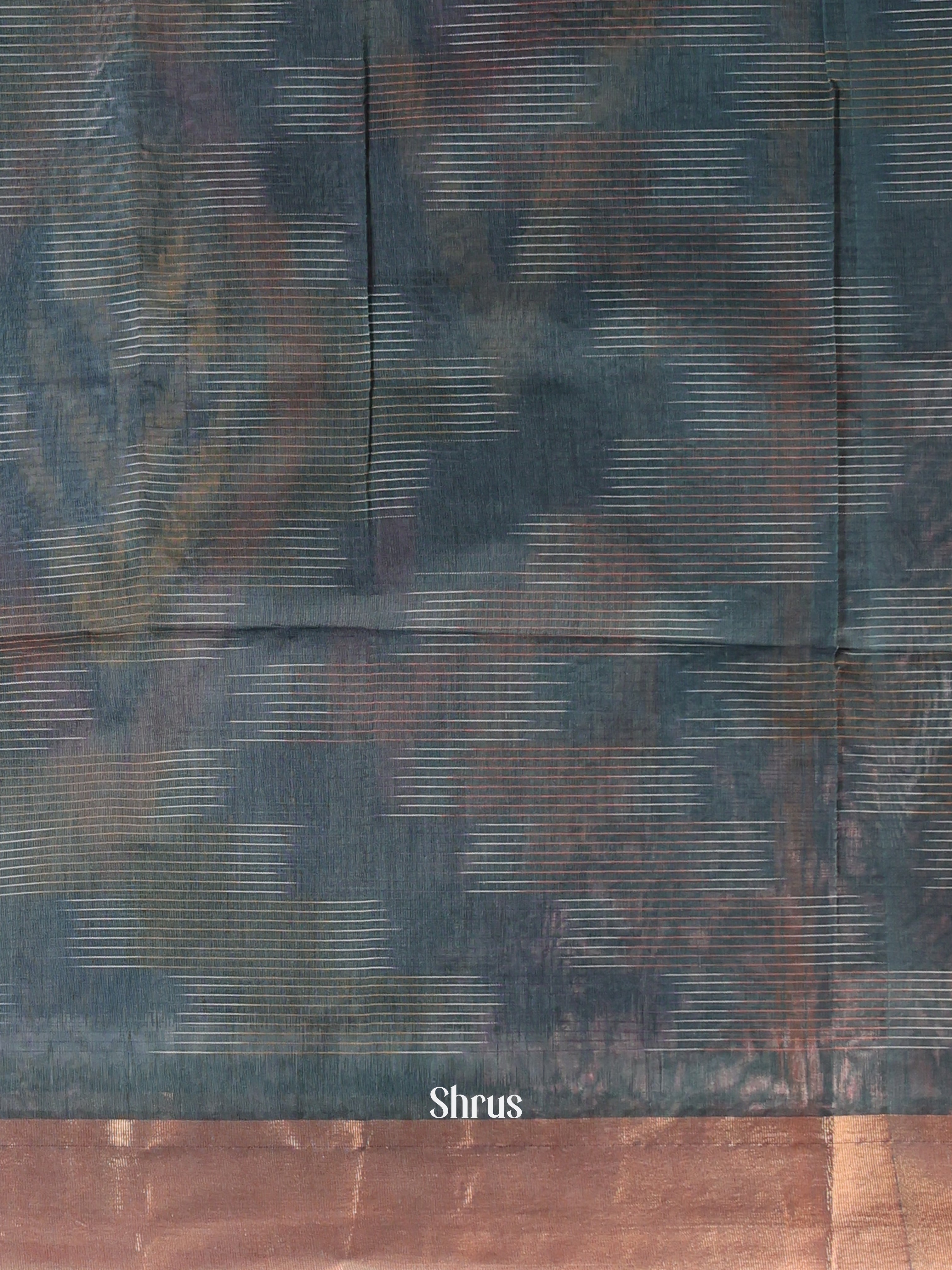 Peacock Blue- Ikkat Kora Saree - Shop on Shrus.com