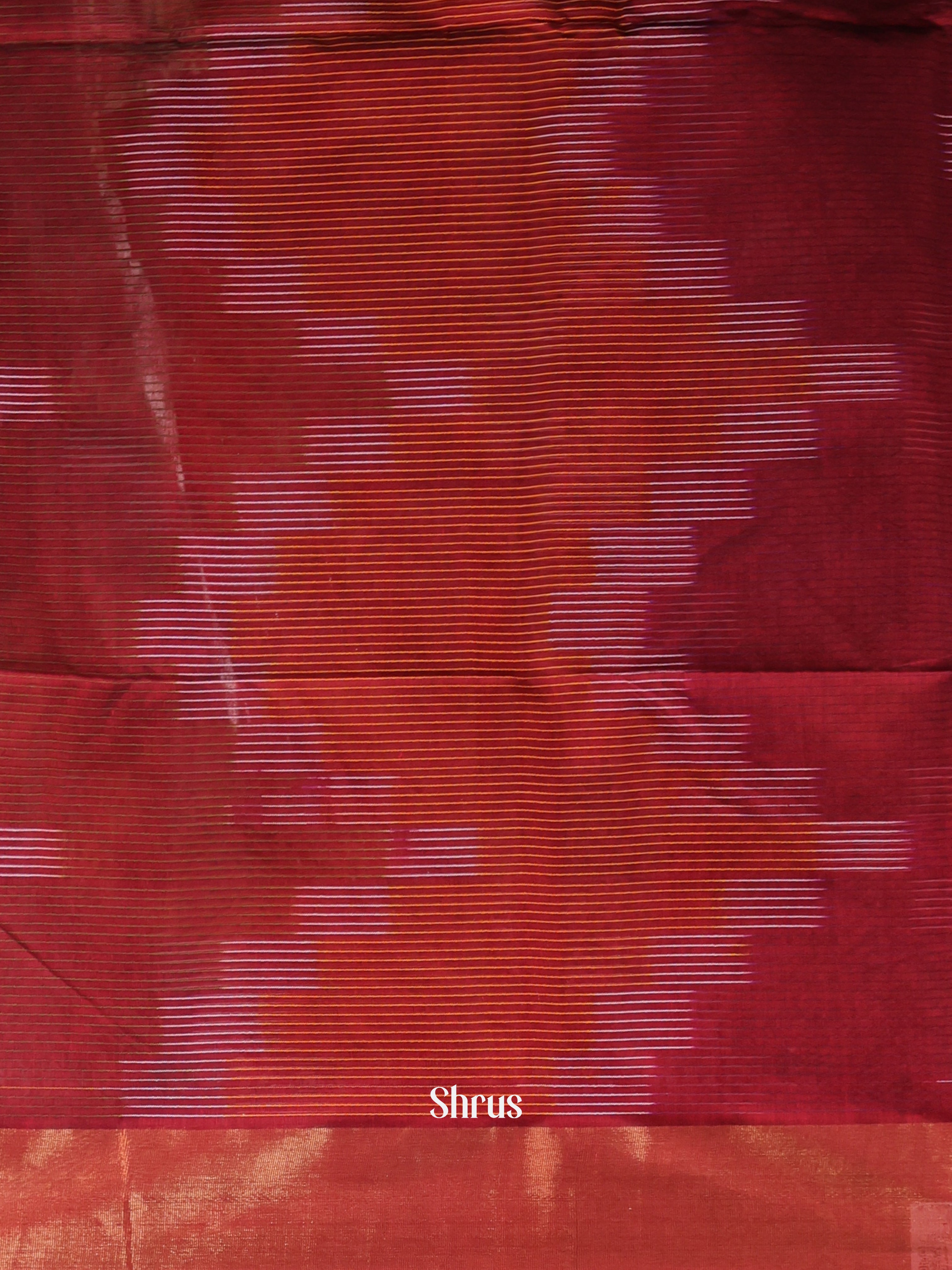 Maroon- Ikkat Kora Saree - Shop on Shrus.com