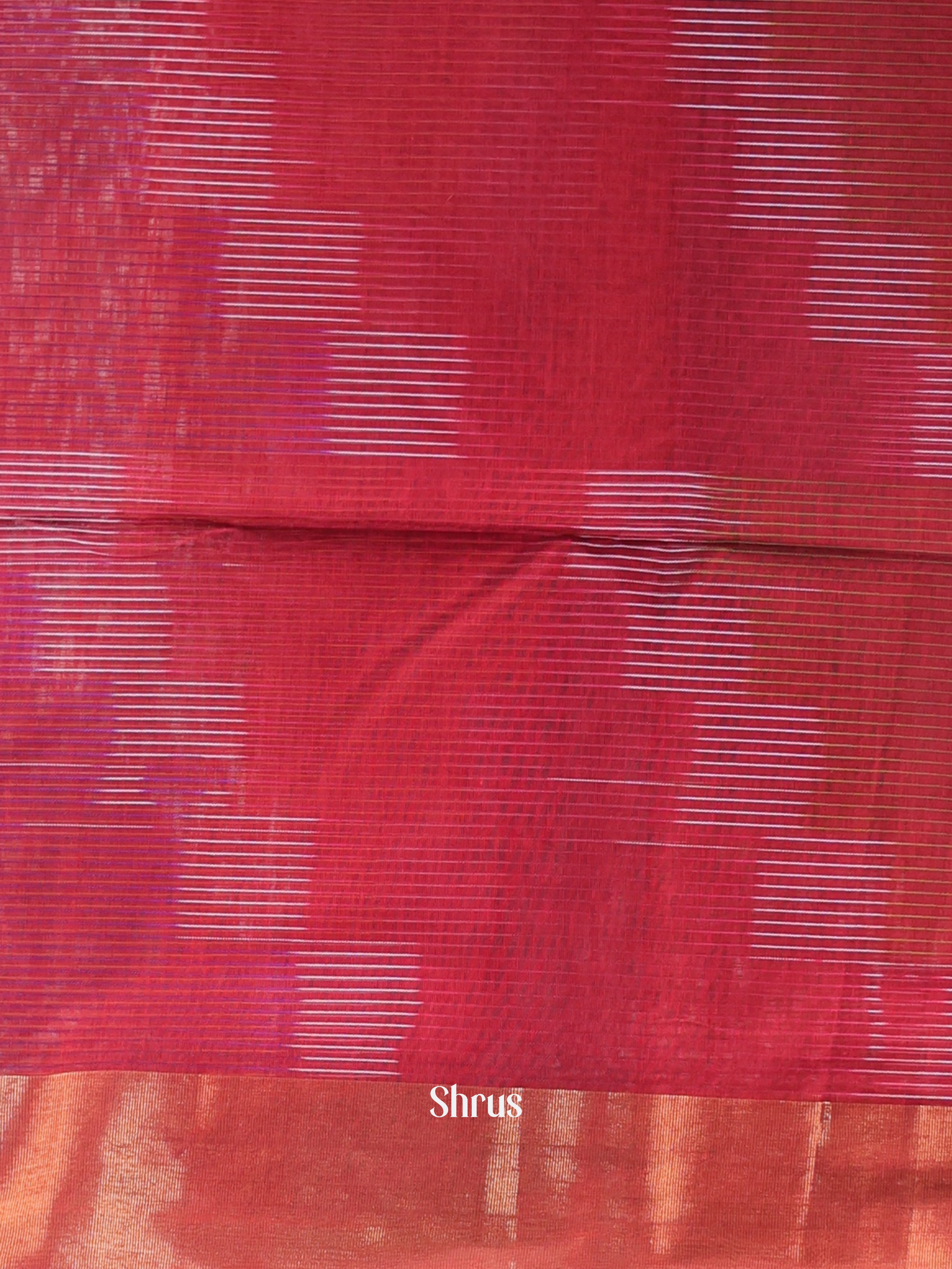 Maroon - Ikkat Kora Saree - Shop on Shrus.com