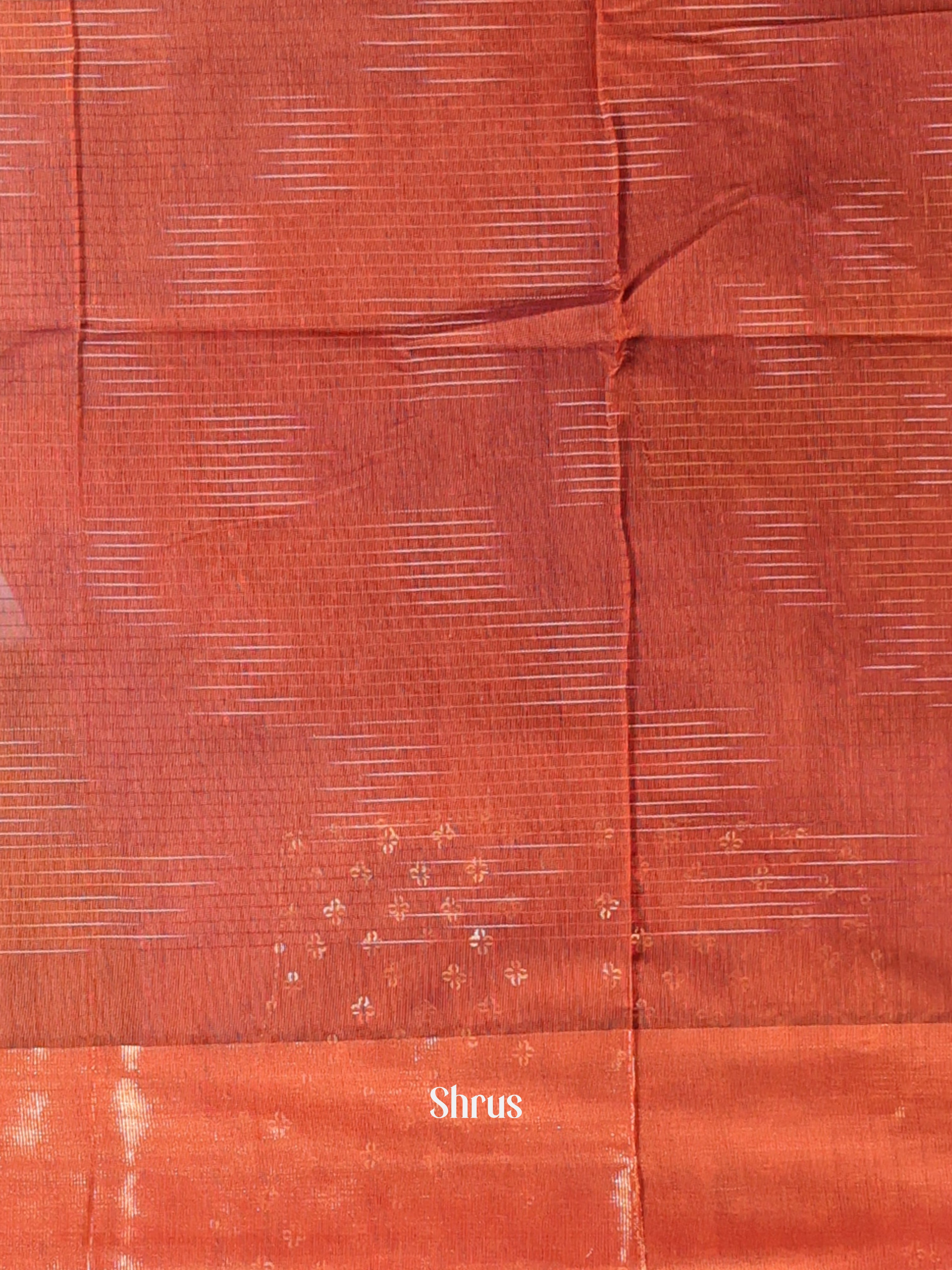 Brick - Ikkat Kora Saree - Shop on Shrus.com
