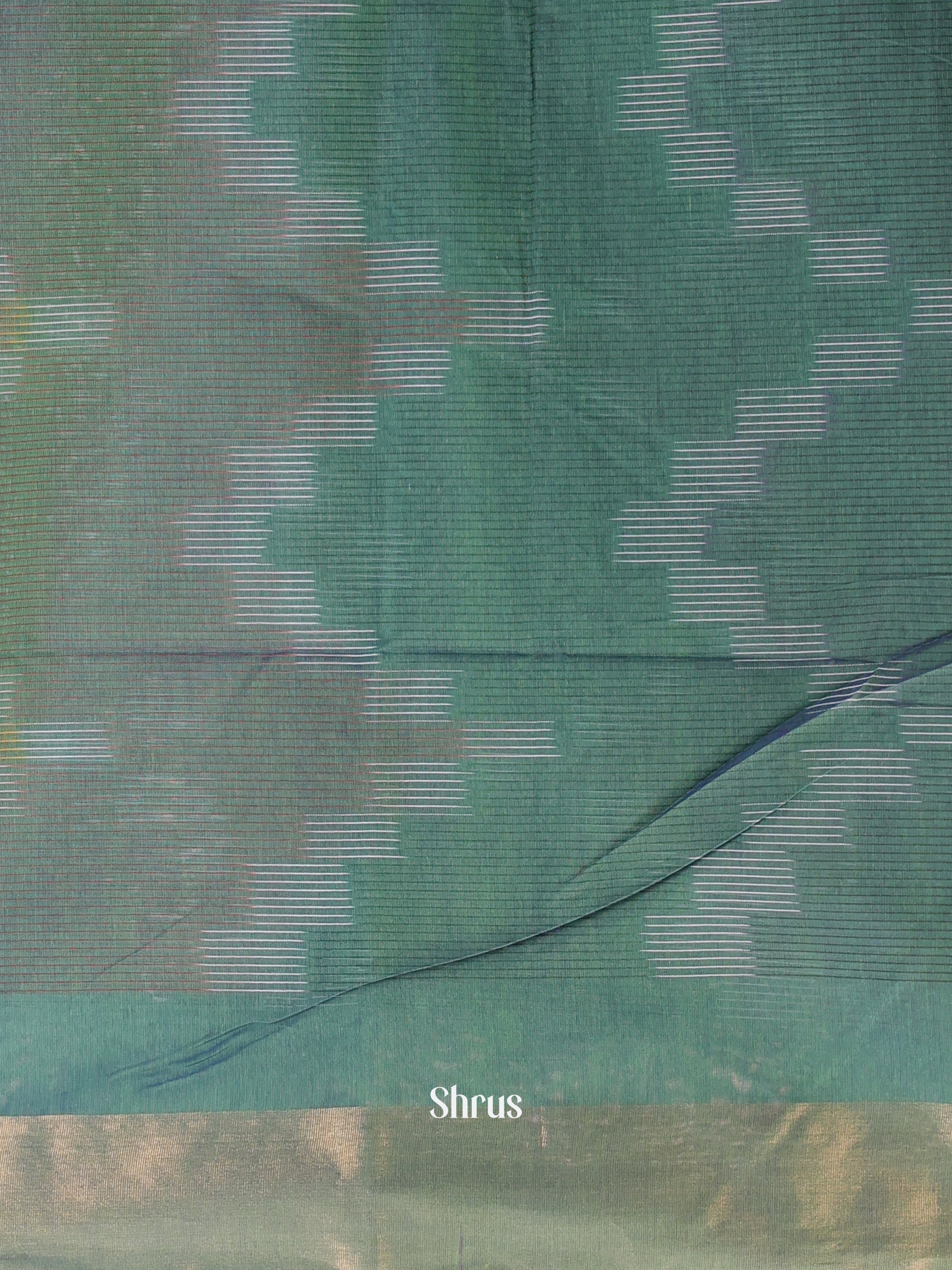 Green & Violet - Ikkat Kora Saree - Shop on Shrus.com