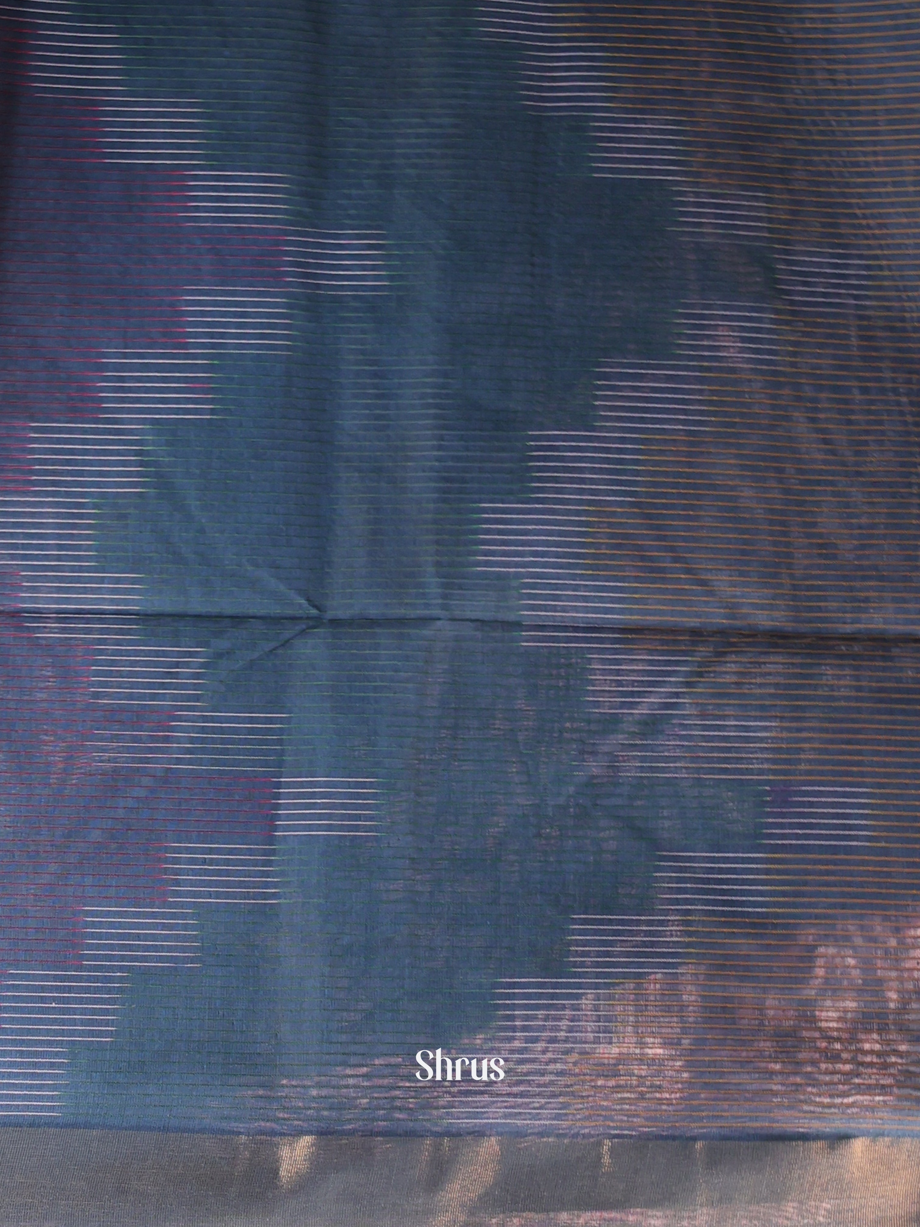 Blue & Brown - Ikkat Kora Saree - Shop on Shrus.com