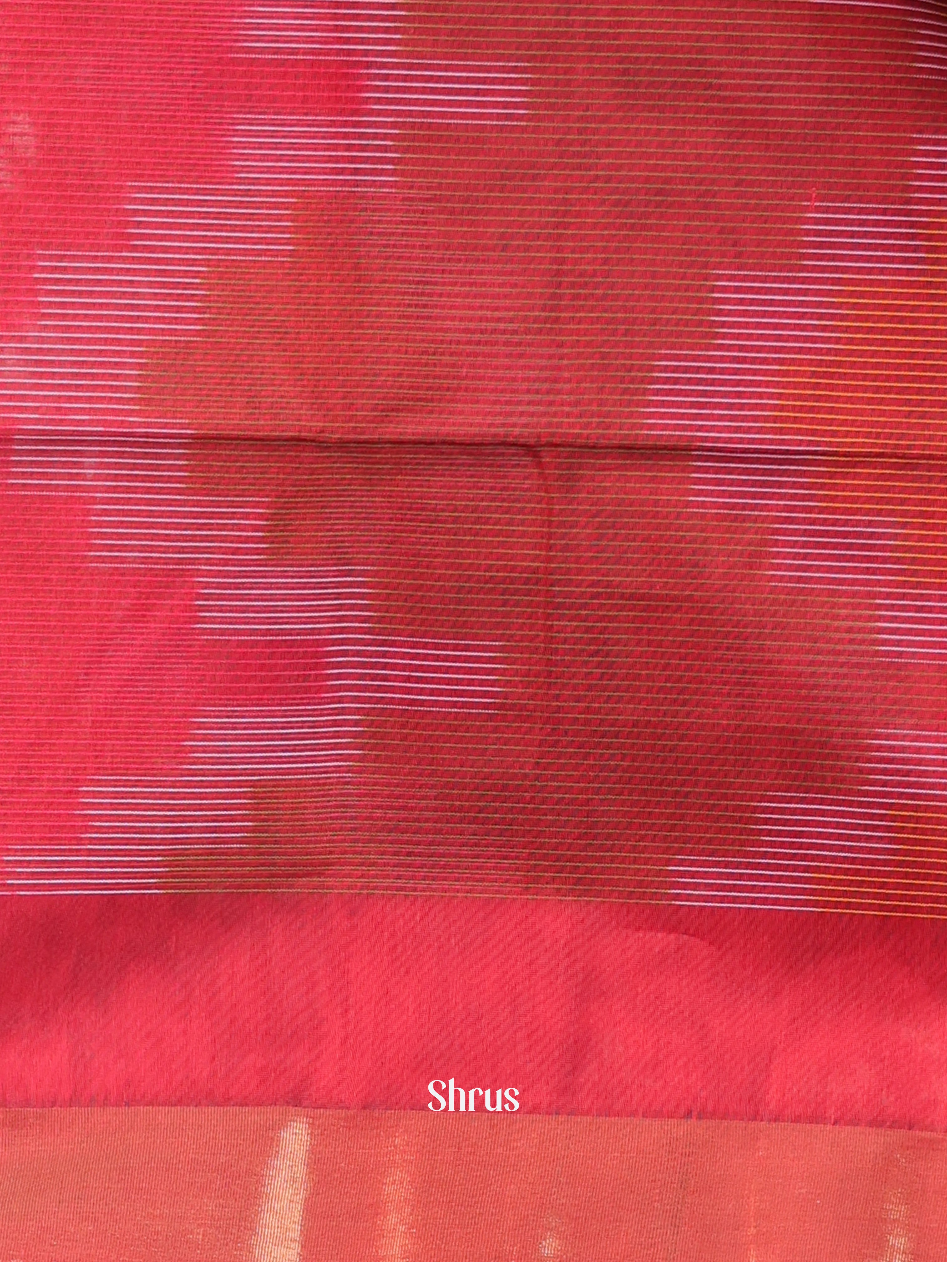 Maroon - Ikkat Kora Saree - Shop on Shrus.com