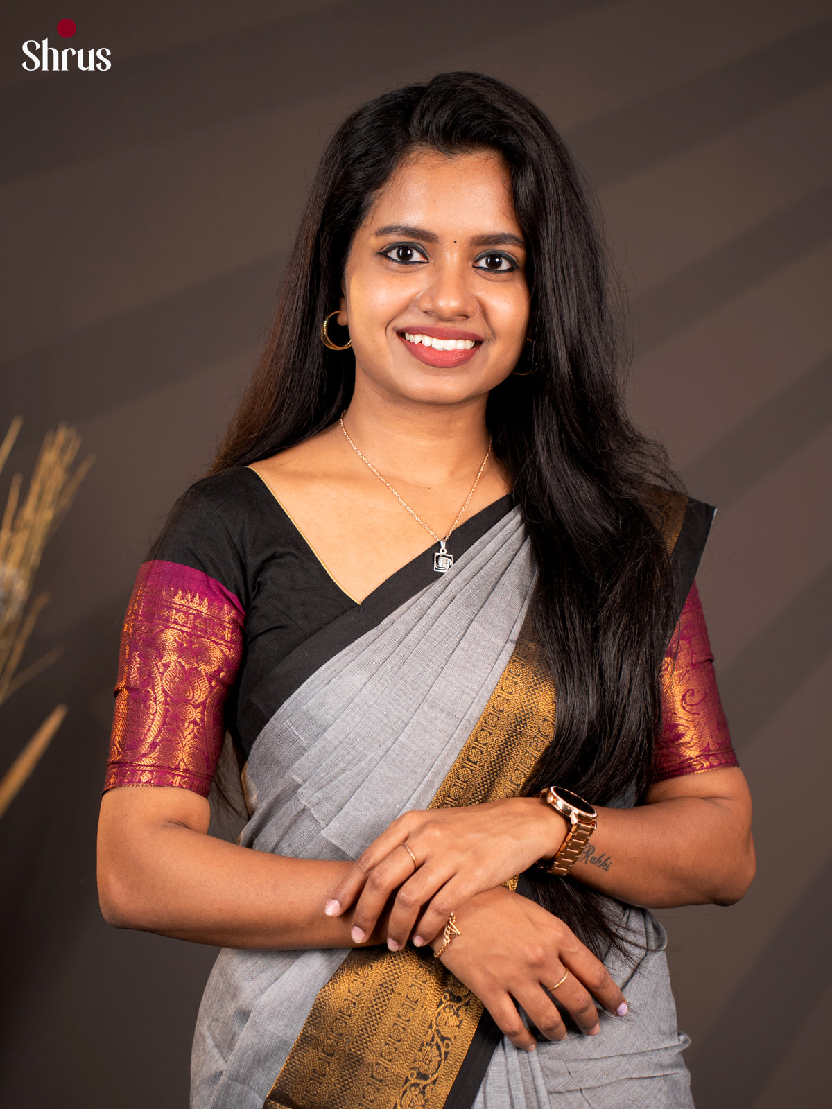 Grey with Black- Chettinad Cotton - Shop on Shrus.com