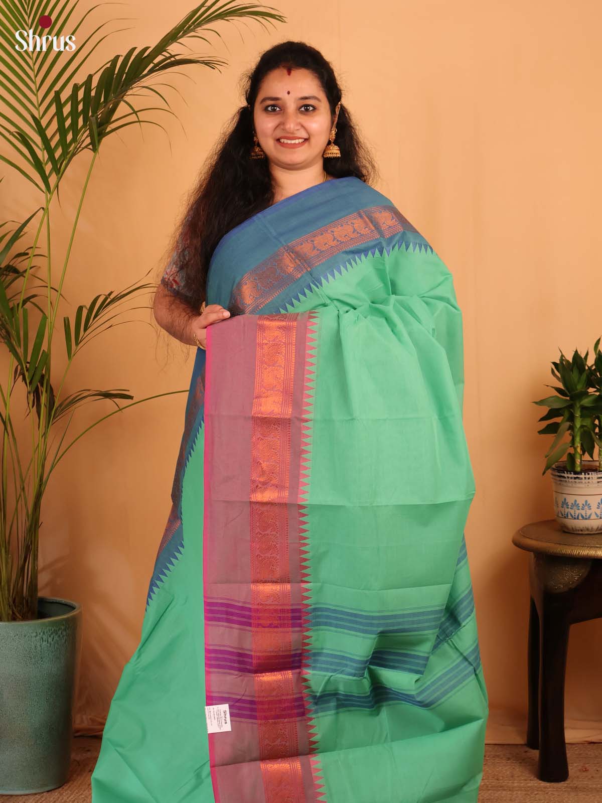 Green & Blue - Chettinad Cotton Saree - Shop on Shrus.com