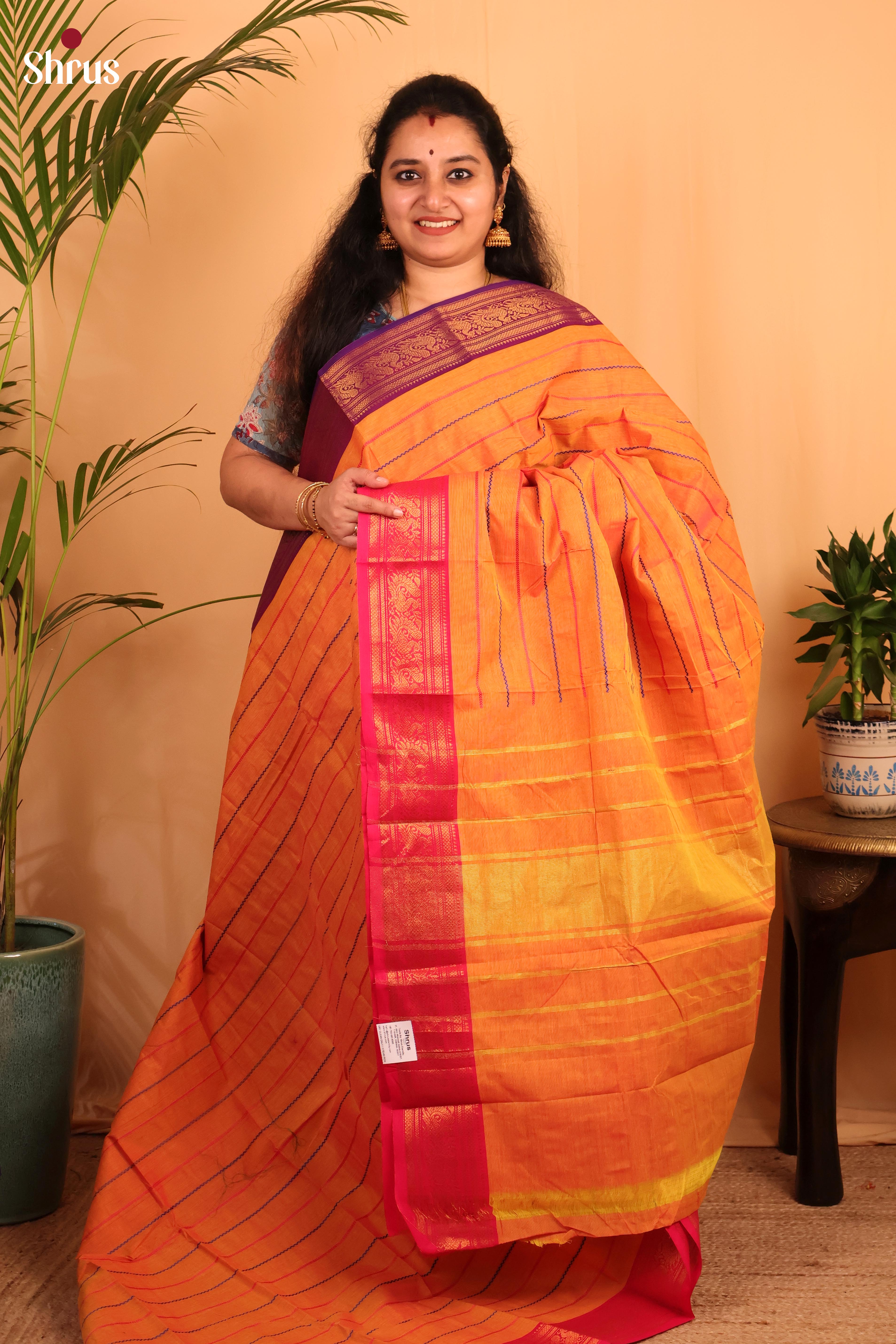Orange & Pink- Chettinad Cotton - Shop on Shrus.com