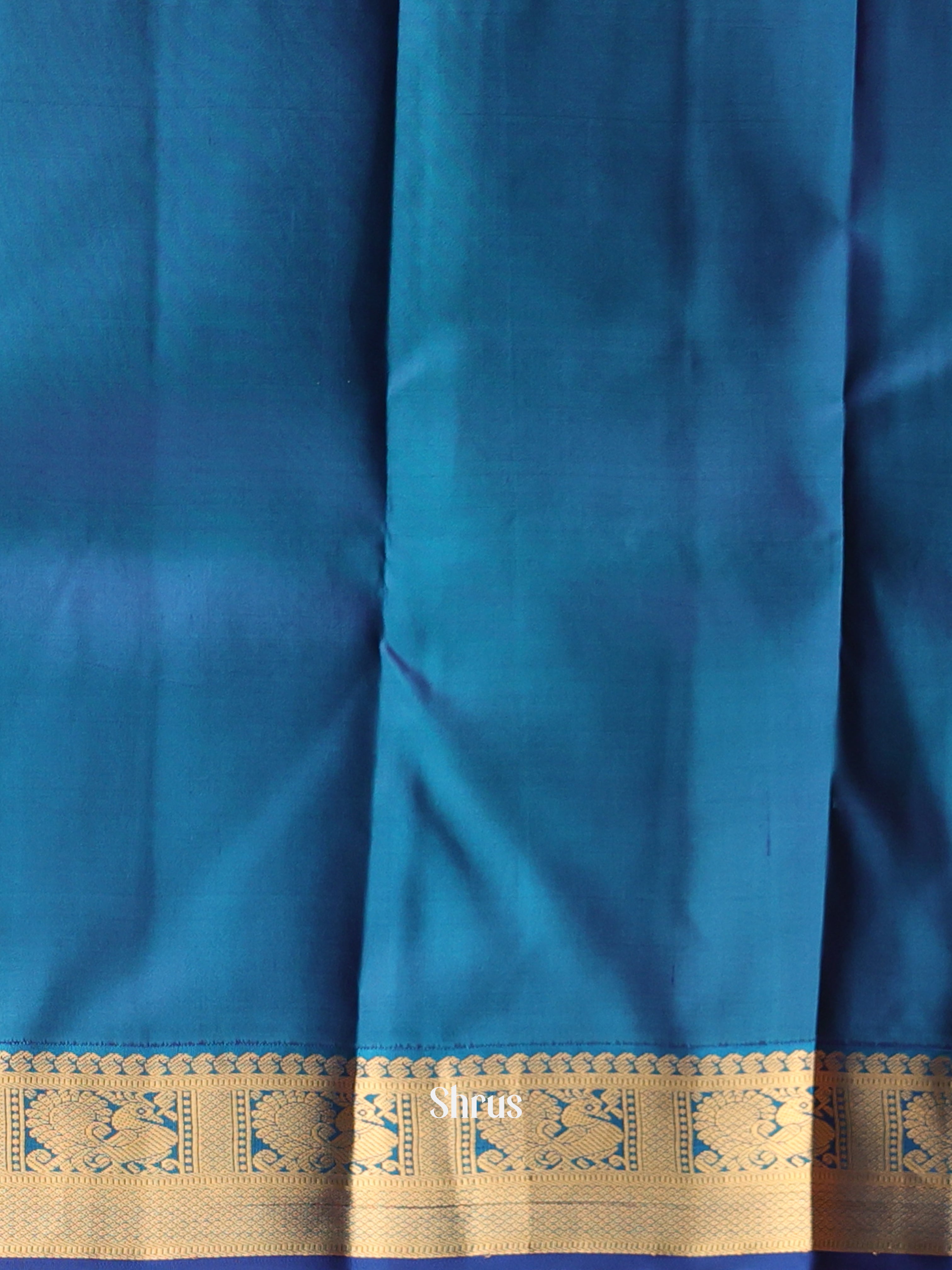 Yellow & Blue - Kanchipuram silk Saree - Shop on Shrus.com