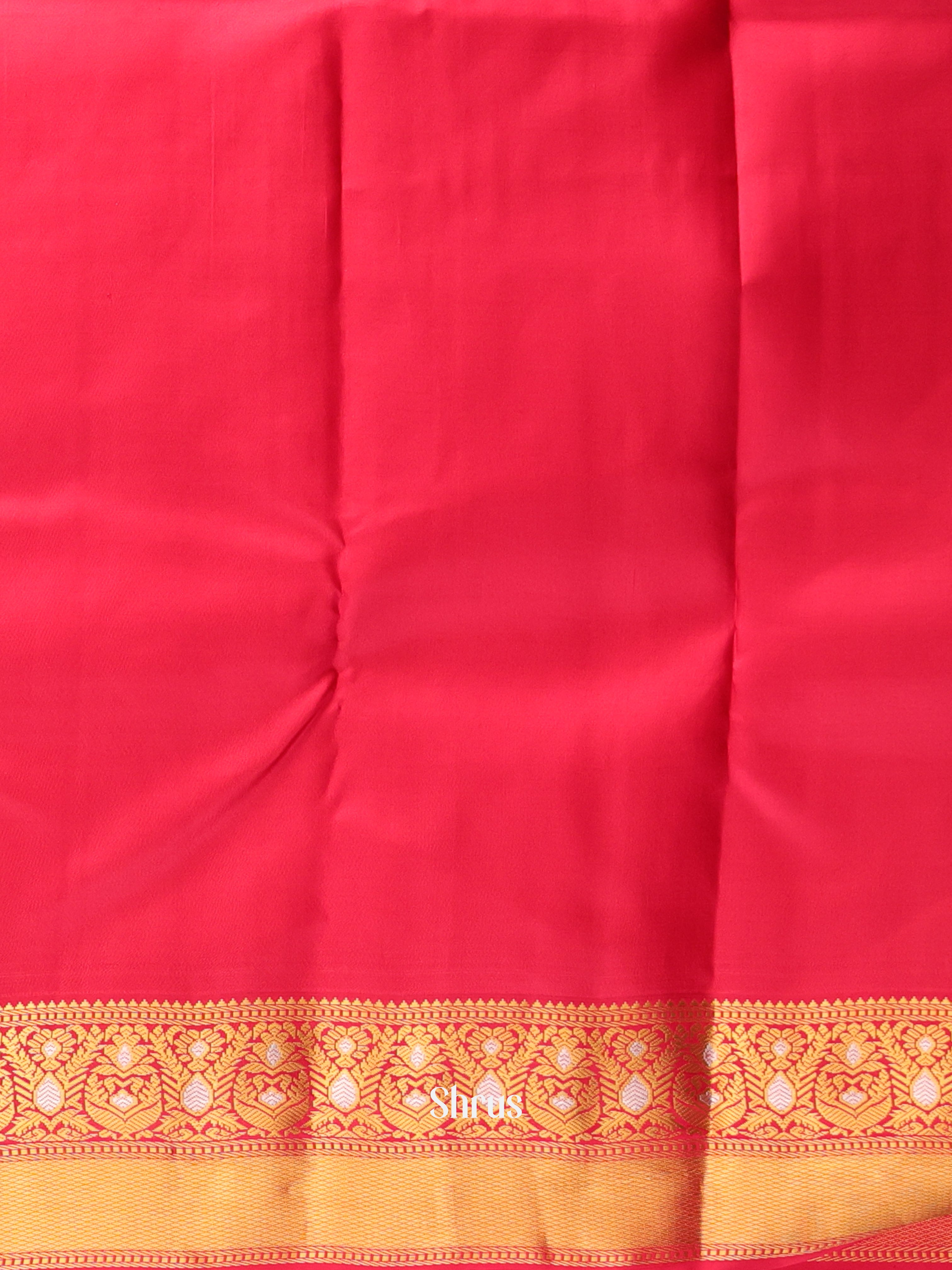 Peacock Blue & Red - Kanchipuram silk Saree - Shop on Shrus.com