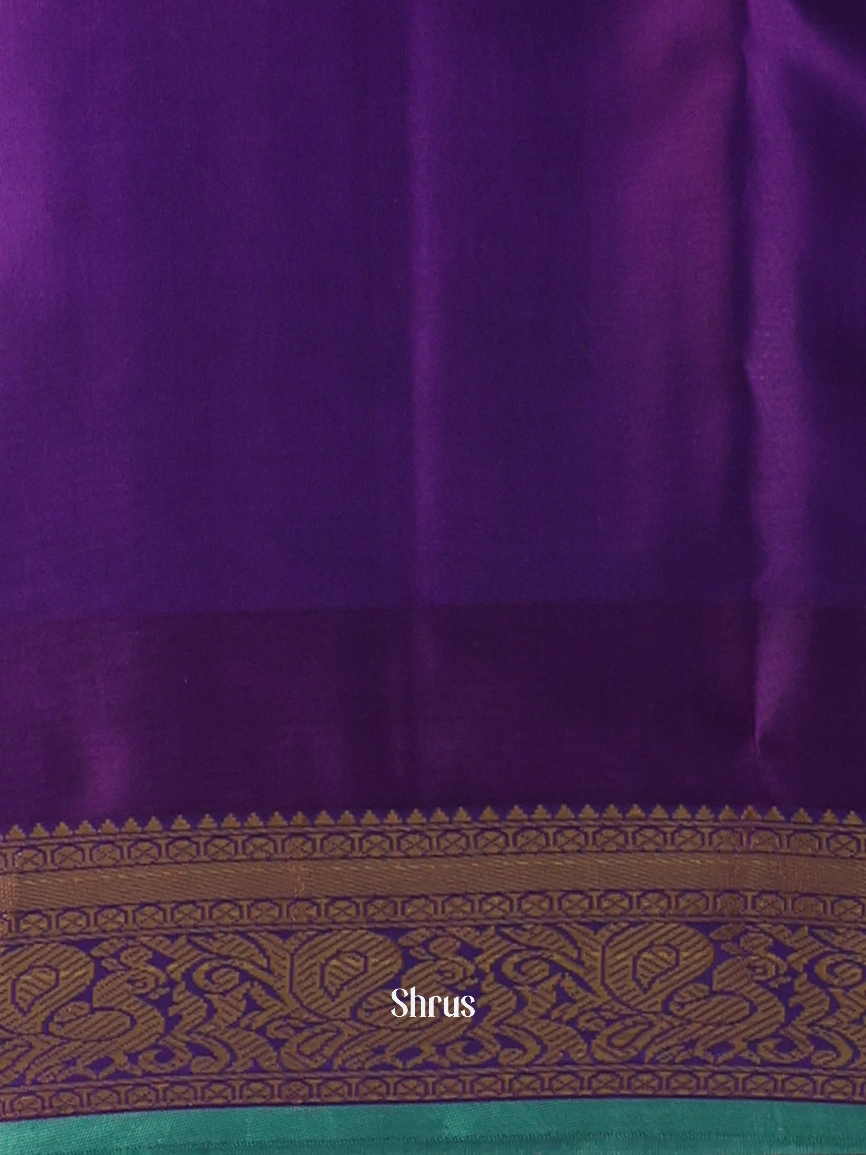 Yellow & Violet - Kanchipuram silk Saree - Shop on Shrus.com