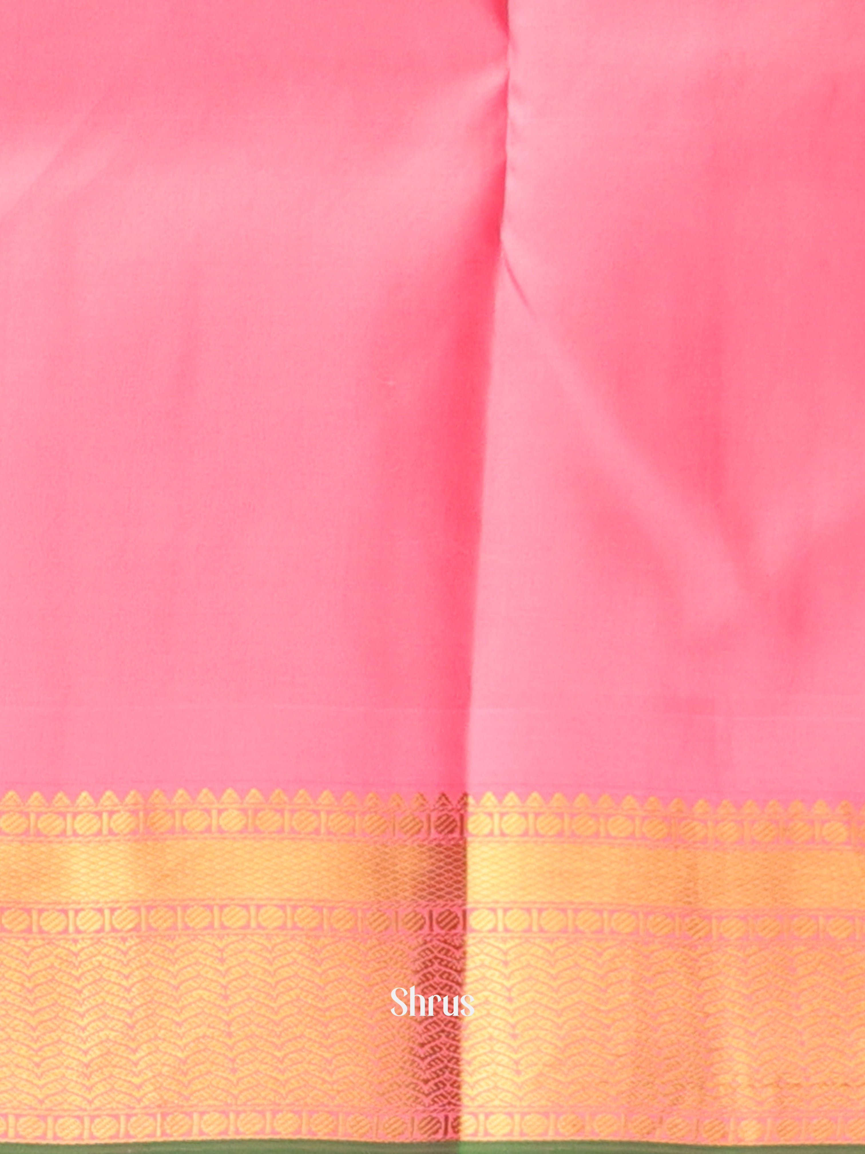 Cream & Pink - Kanchipuram silk Saree - Shop on Shrus.com
