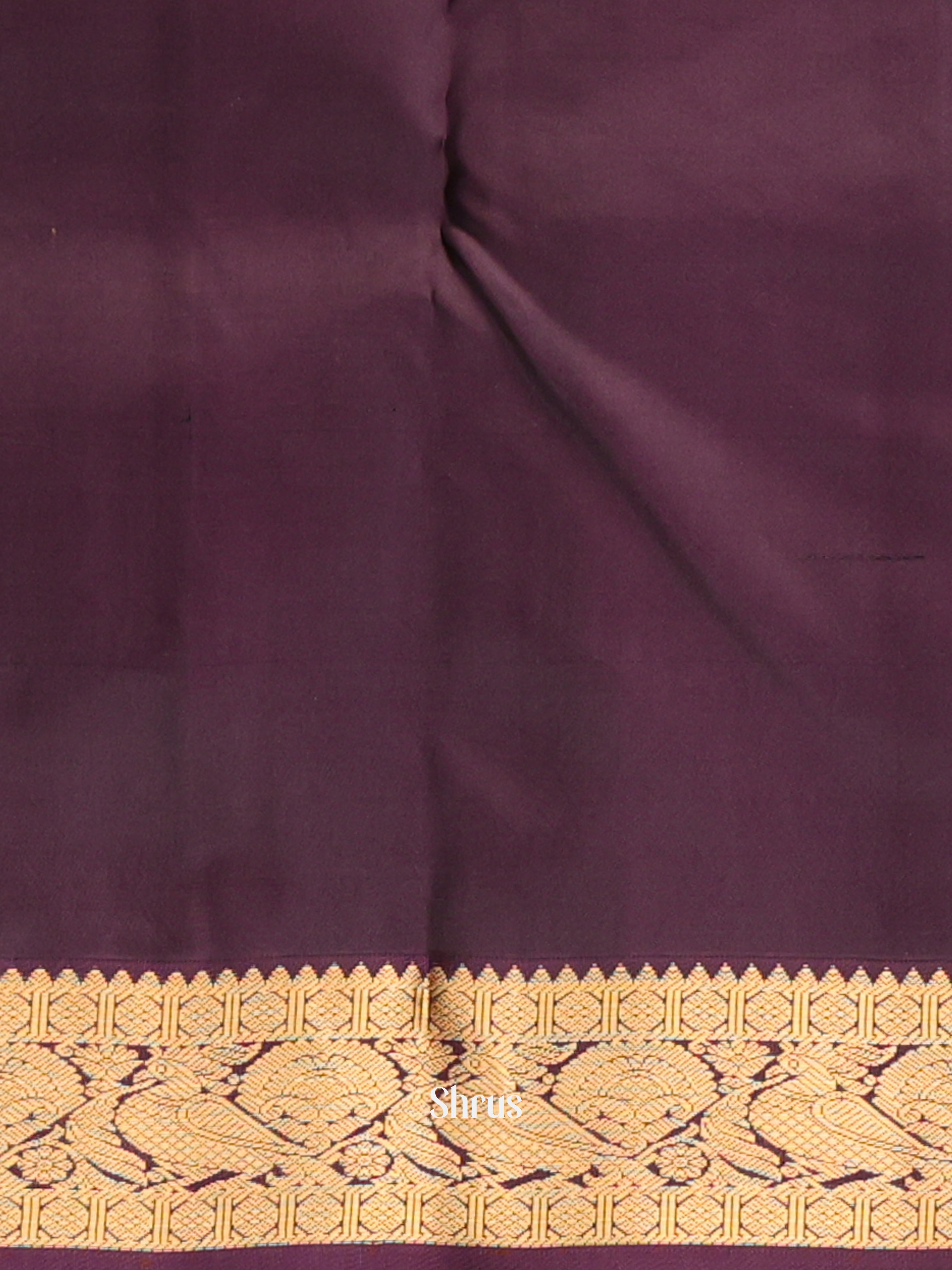 Mustardy Yellow & Dark Purple - Kanchipuram silk Saree - Shop on Shrus.com