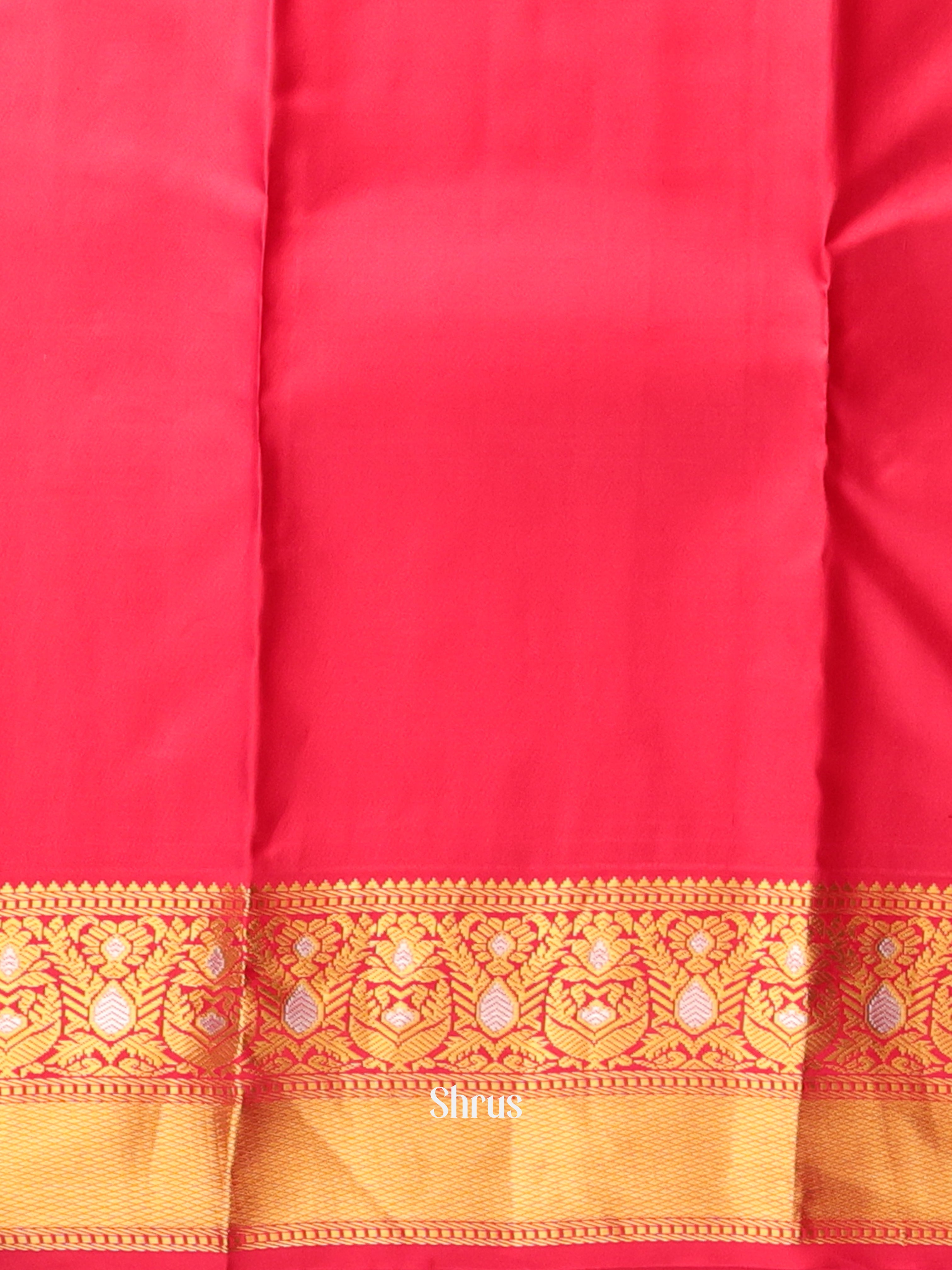 Cream & Red - Kanchipuram silk Saree - Shop on Shrus.com