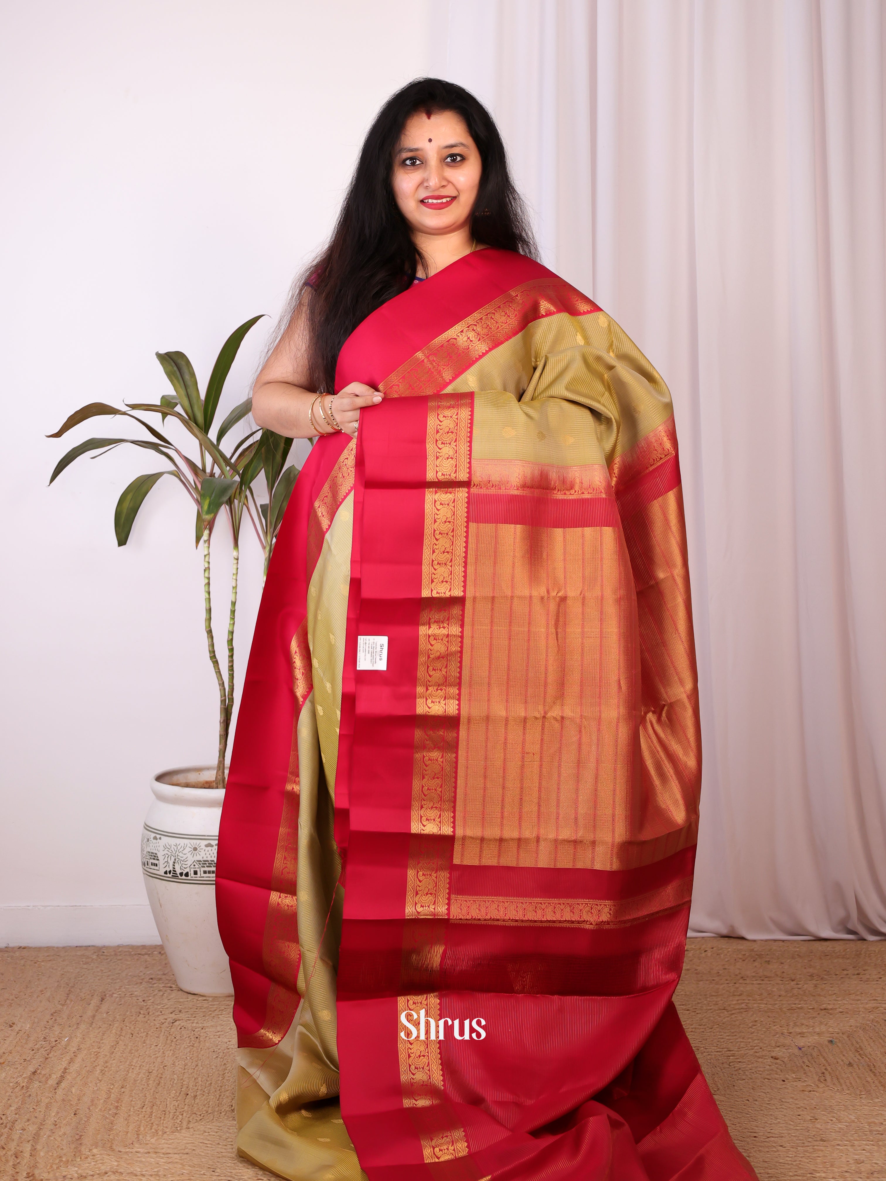 Green & Maroon - Kanchipuram silk Saree - Shop on Shrus.com