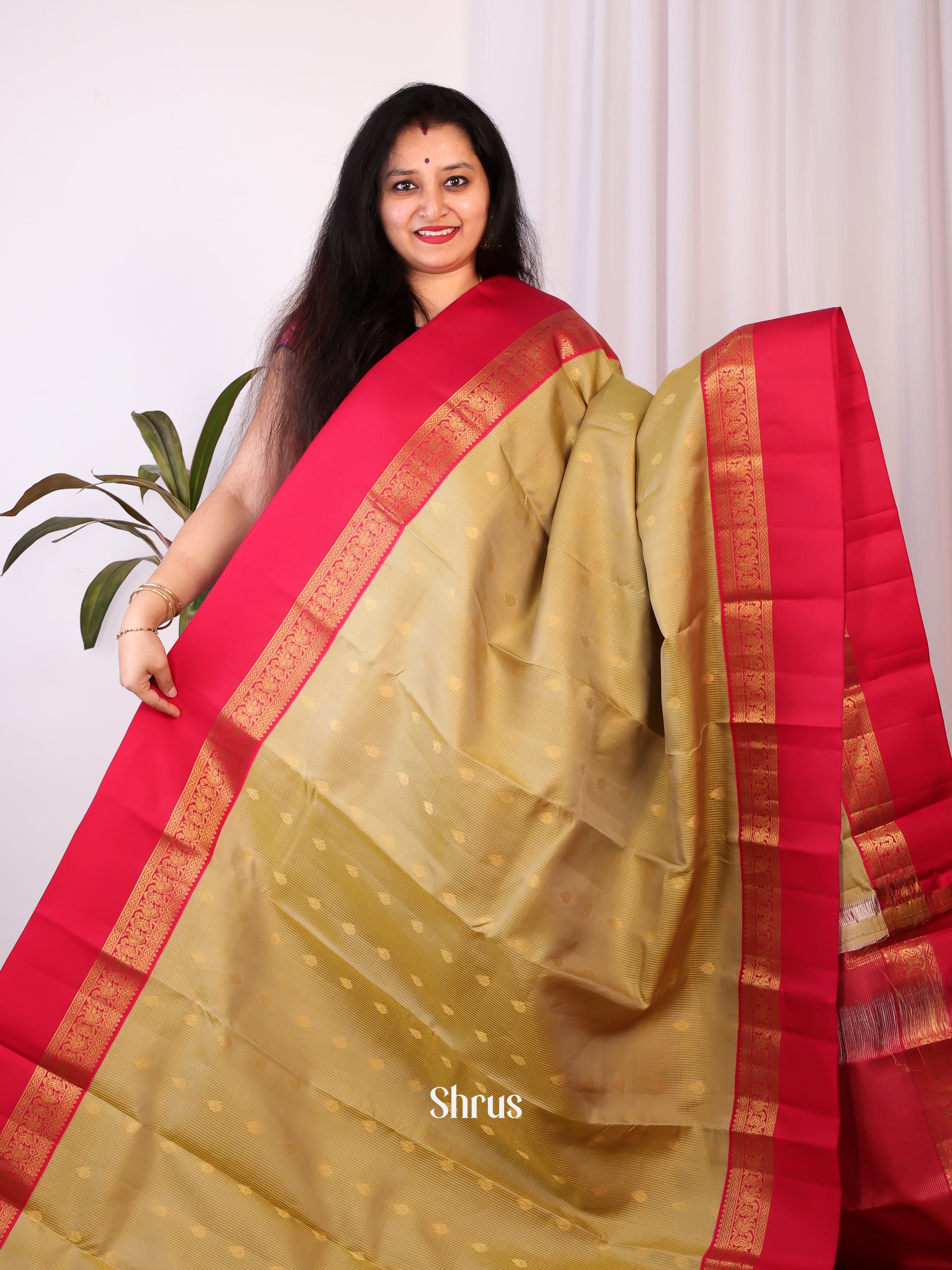 Green & Maroon - Kanchipuram silk Saree - Shop on Shrus.com